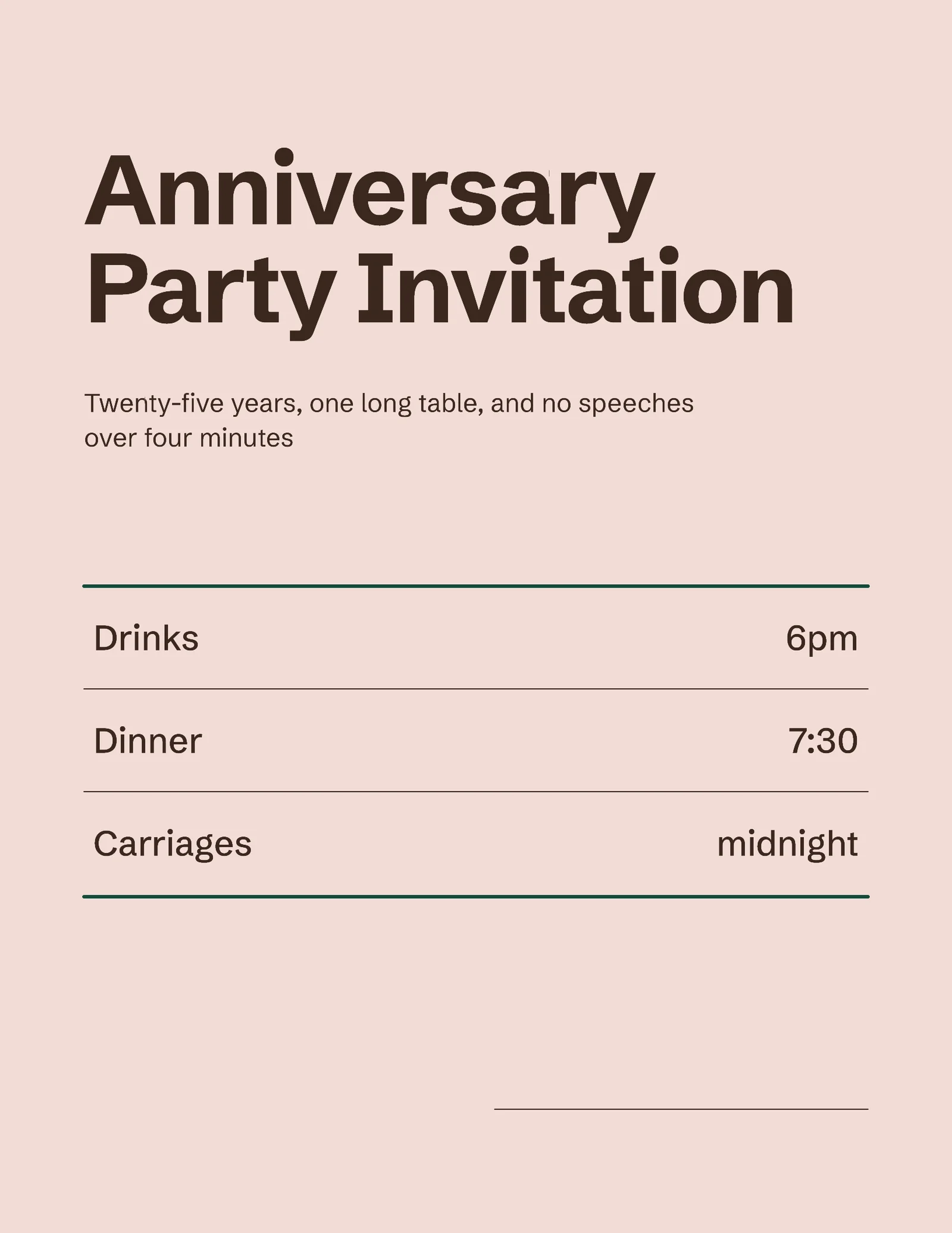 Party Anniversary Invitation — Letter Invitation template