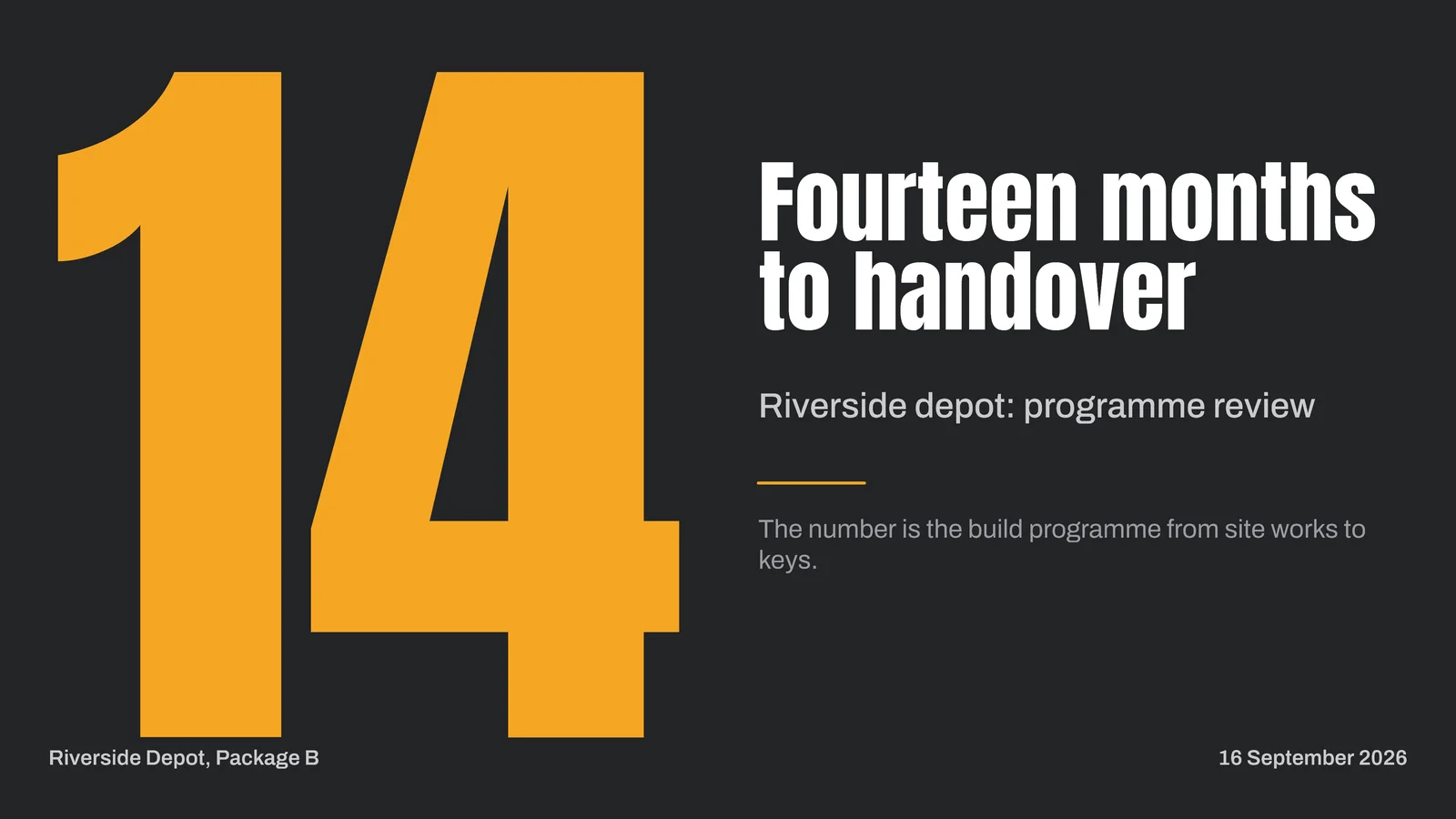 Big Number Title Slide — 16:9 Slide template