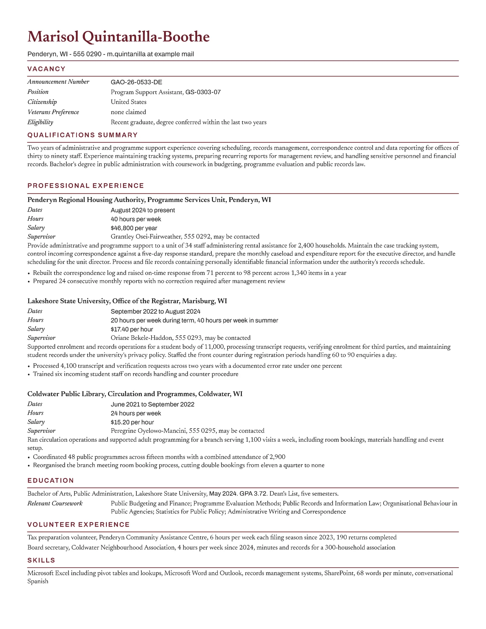 Entry Level Federal Resume — Letter Resume template