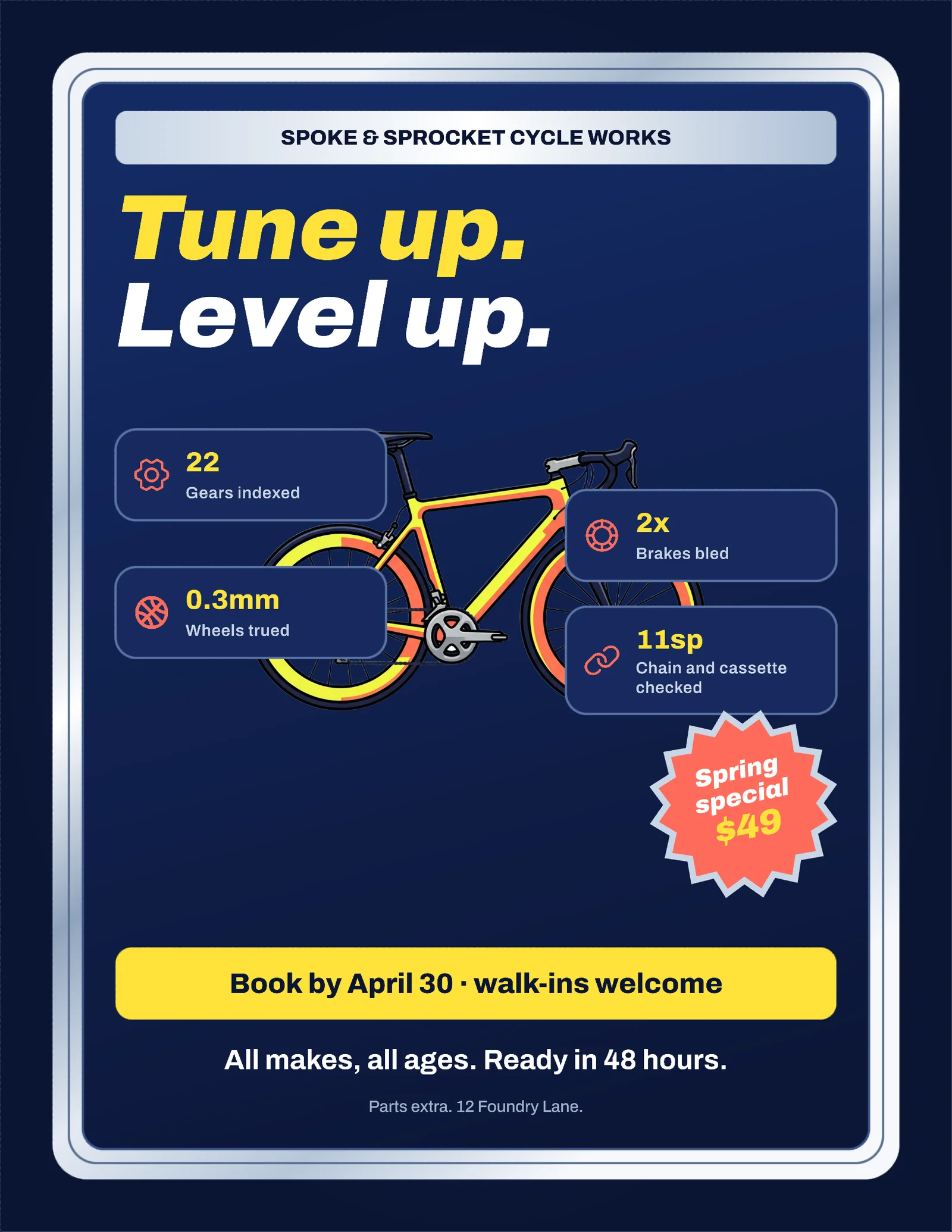 Trading Card Bike Tune-Up Flyer — Letter Flyer template