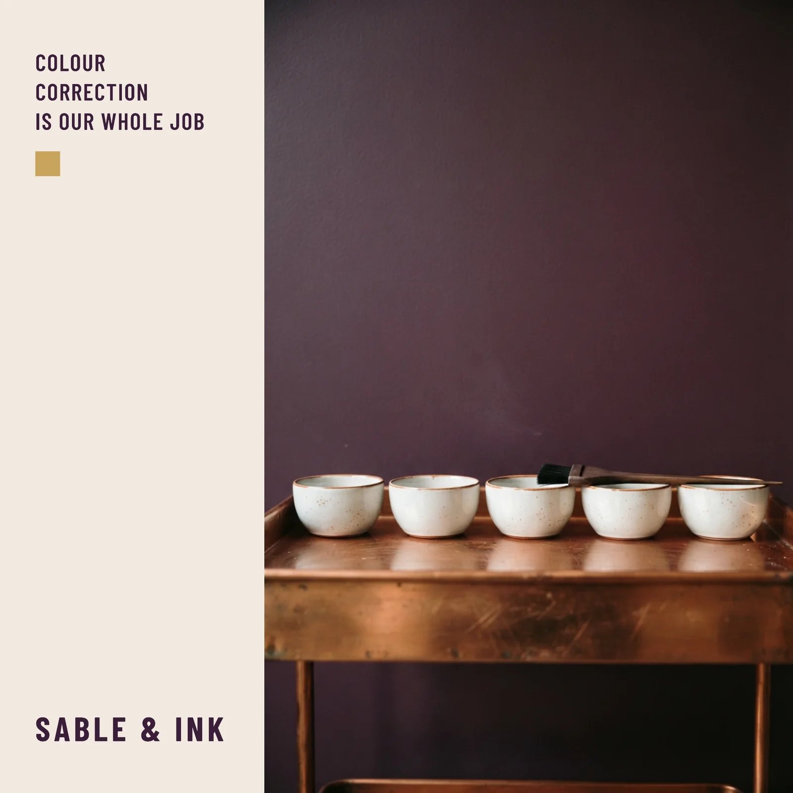 Aubergine salon split — 1:1 Instagram ad template
