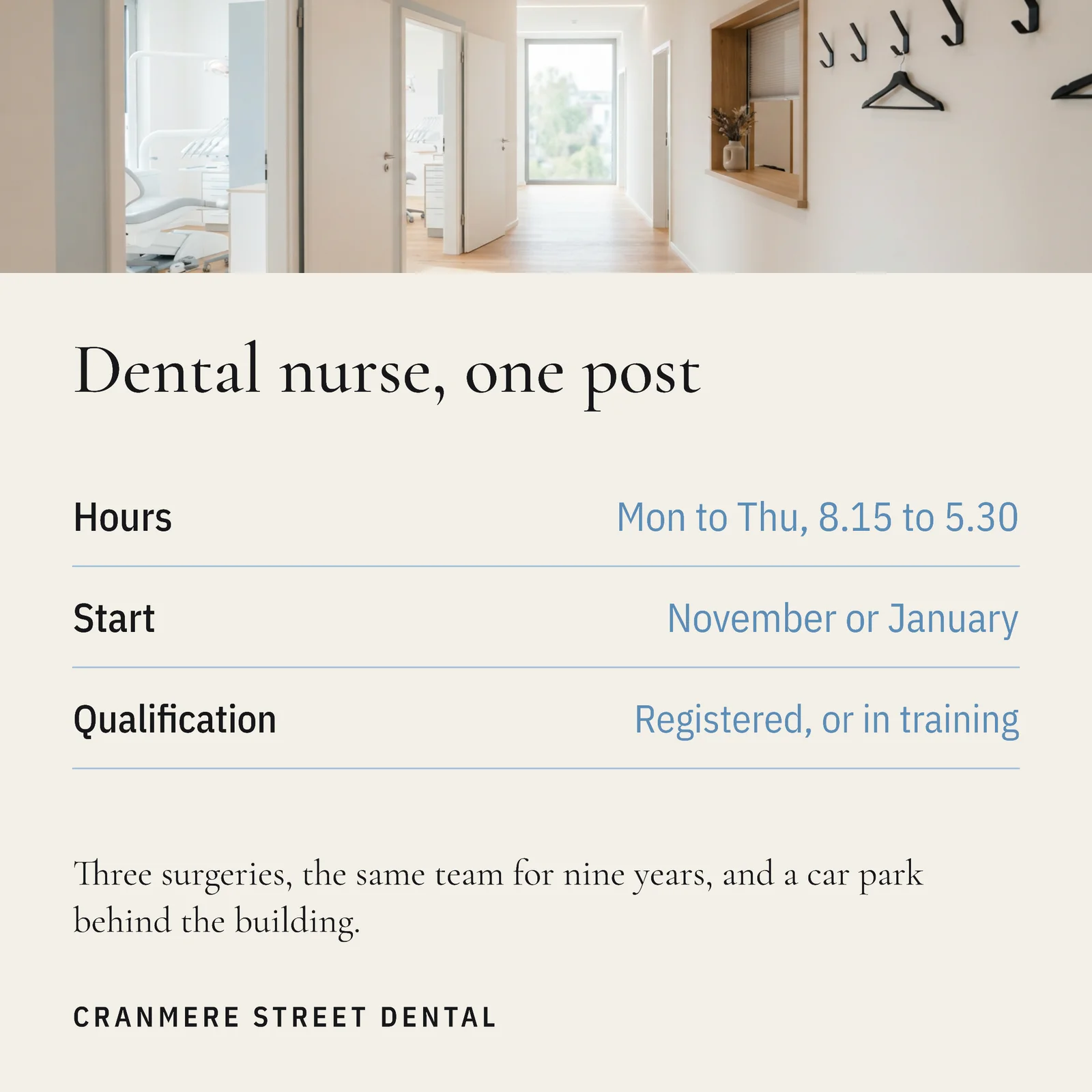 Dental Nurse Hiring Instagram Post — 1:1 Instagram post template