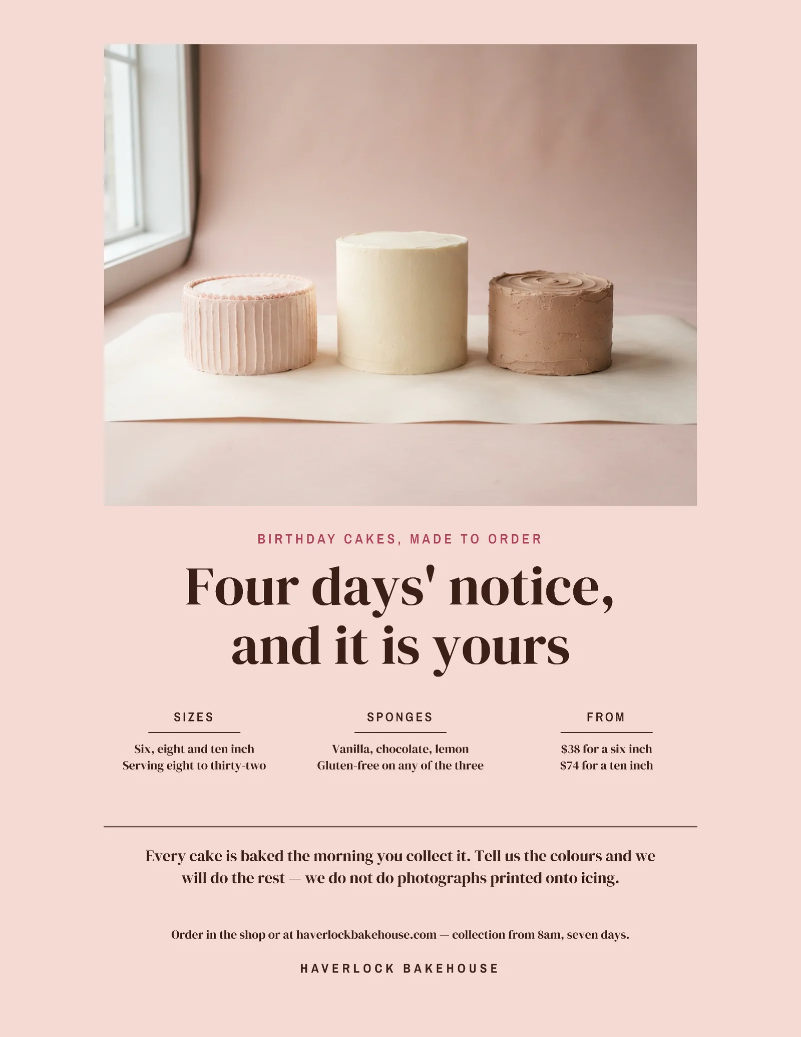 Blush Studio Product Bakery Birthday Cakes Flyer — Letter Flyer template