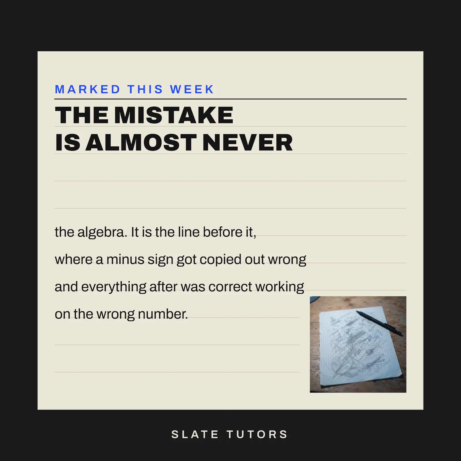 Maths Tutoring Index Card Instagram Post — 1:1 Instagram post template
