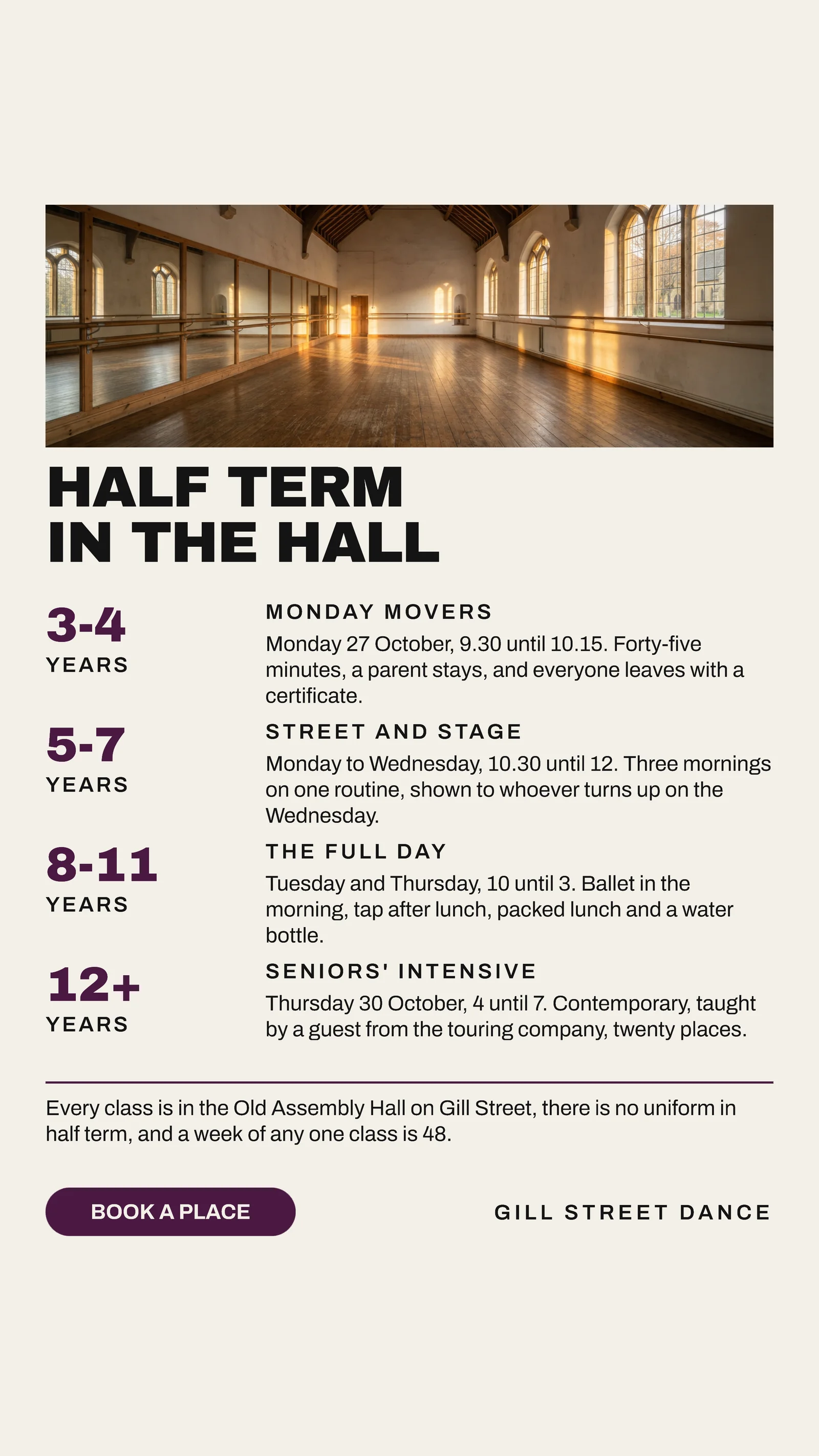 Chalk Age Band Column Dance School Half Term Facebook Story — 9:16 Facebook story template