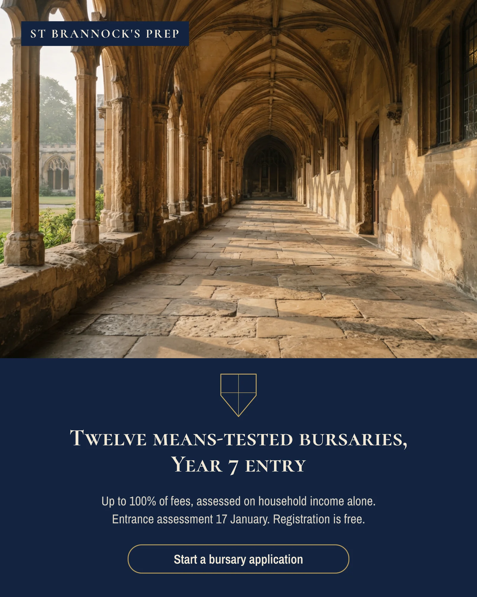 Heraldic Plate Prep School Bursary Instagram Ad — 4:5 Instagram ad template