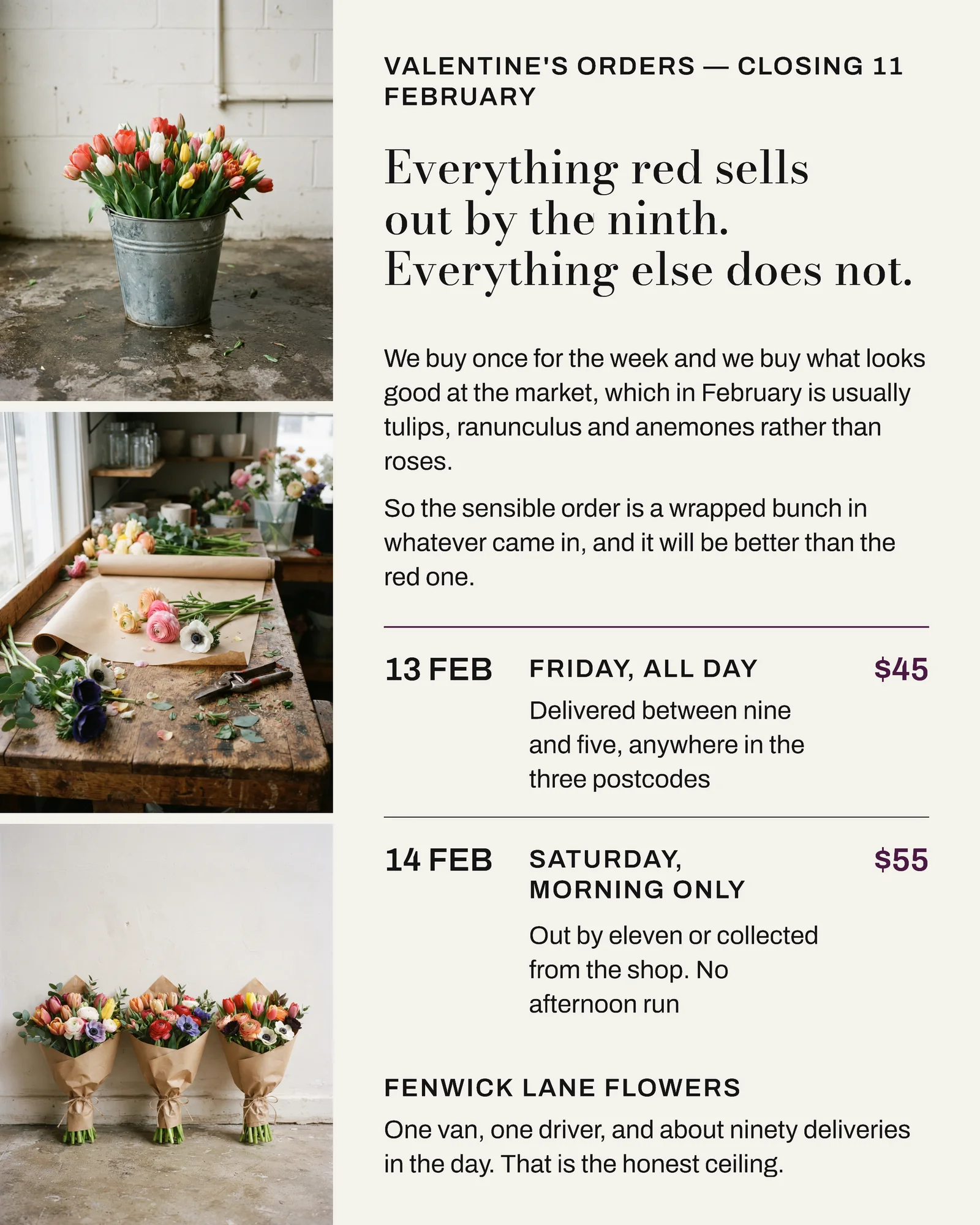Chalk Photo Stack Florist Valentines Delivery Instagram Ad — 4:5 Instagram ad template