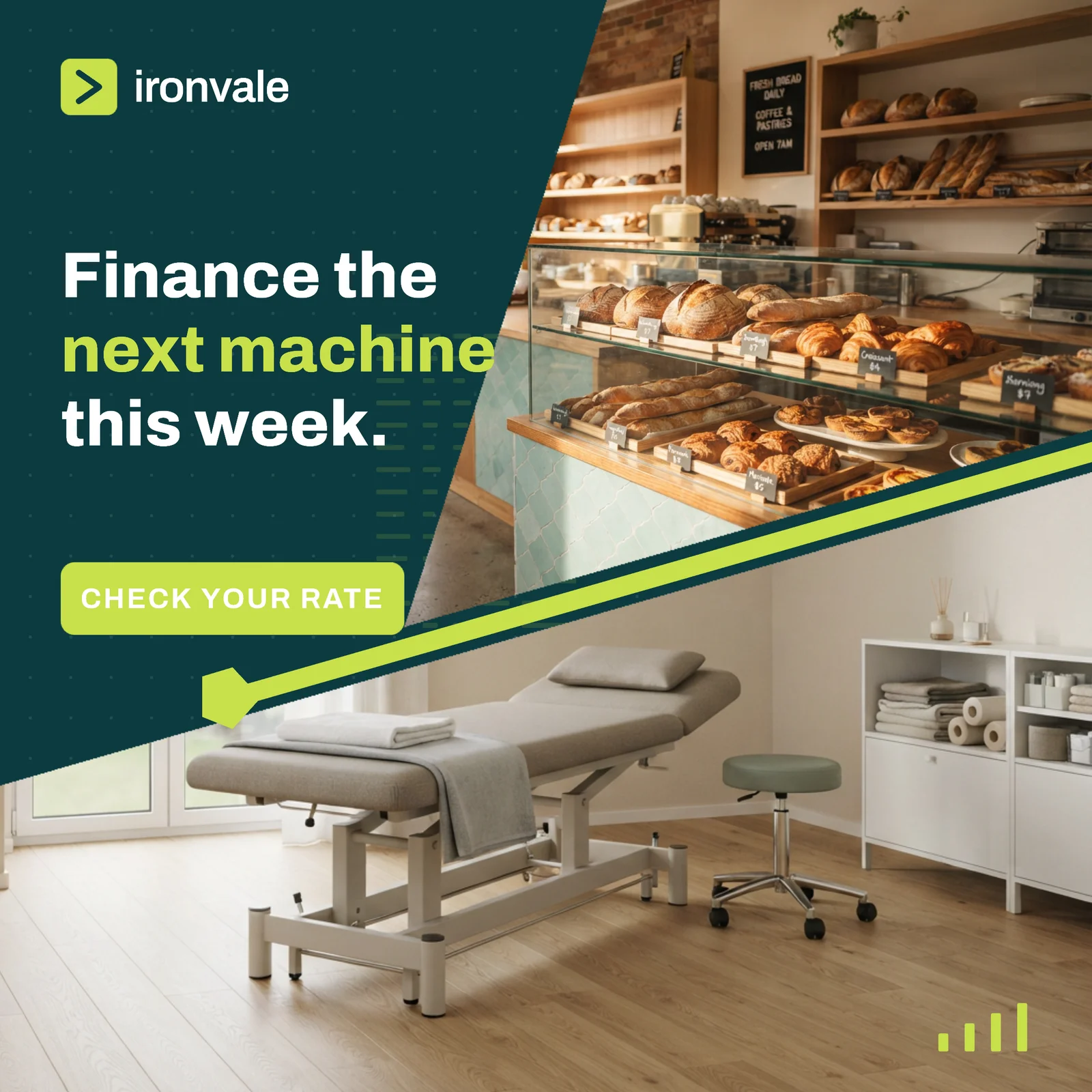 Equipment Finance Diagonal Wedge Instagram Ad — 1:1 Instagram ad template