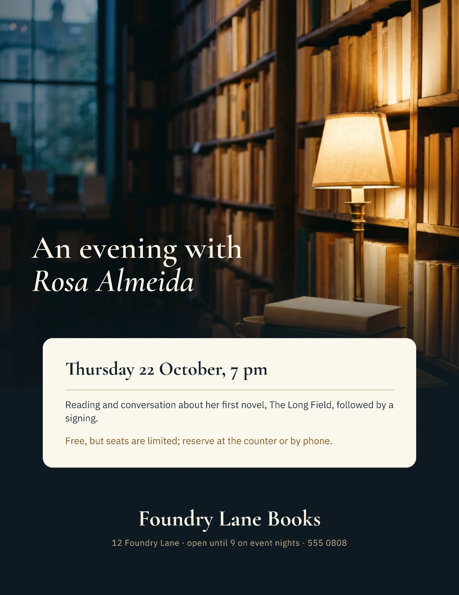 Editorial Photo Card Bookshop Author Event Flyer — Letter Flyer template