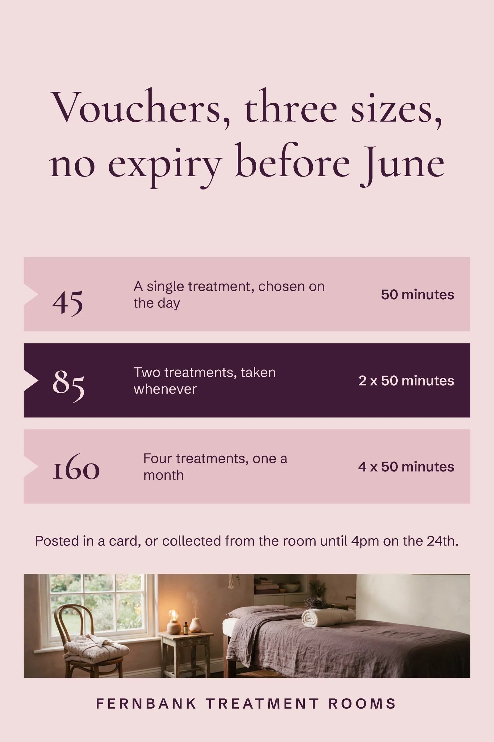 Treatment Rooms Christmas Vouchers Pinterest Pin — 2:3 Pinterest pin template