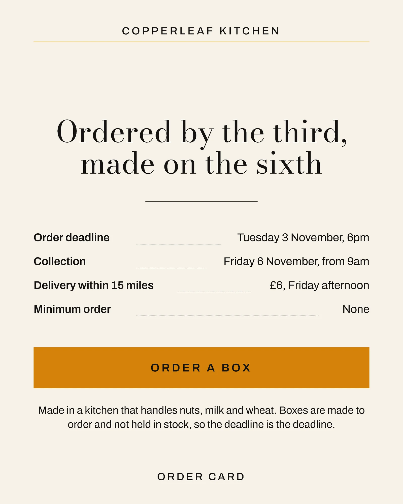 Ivory Saffron Overhead Tray Price Grid Caterer Diwali Boxes Instagram Carousel — 5-panel Instagram carousel carousel template, page 5 of 5