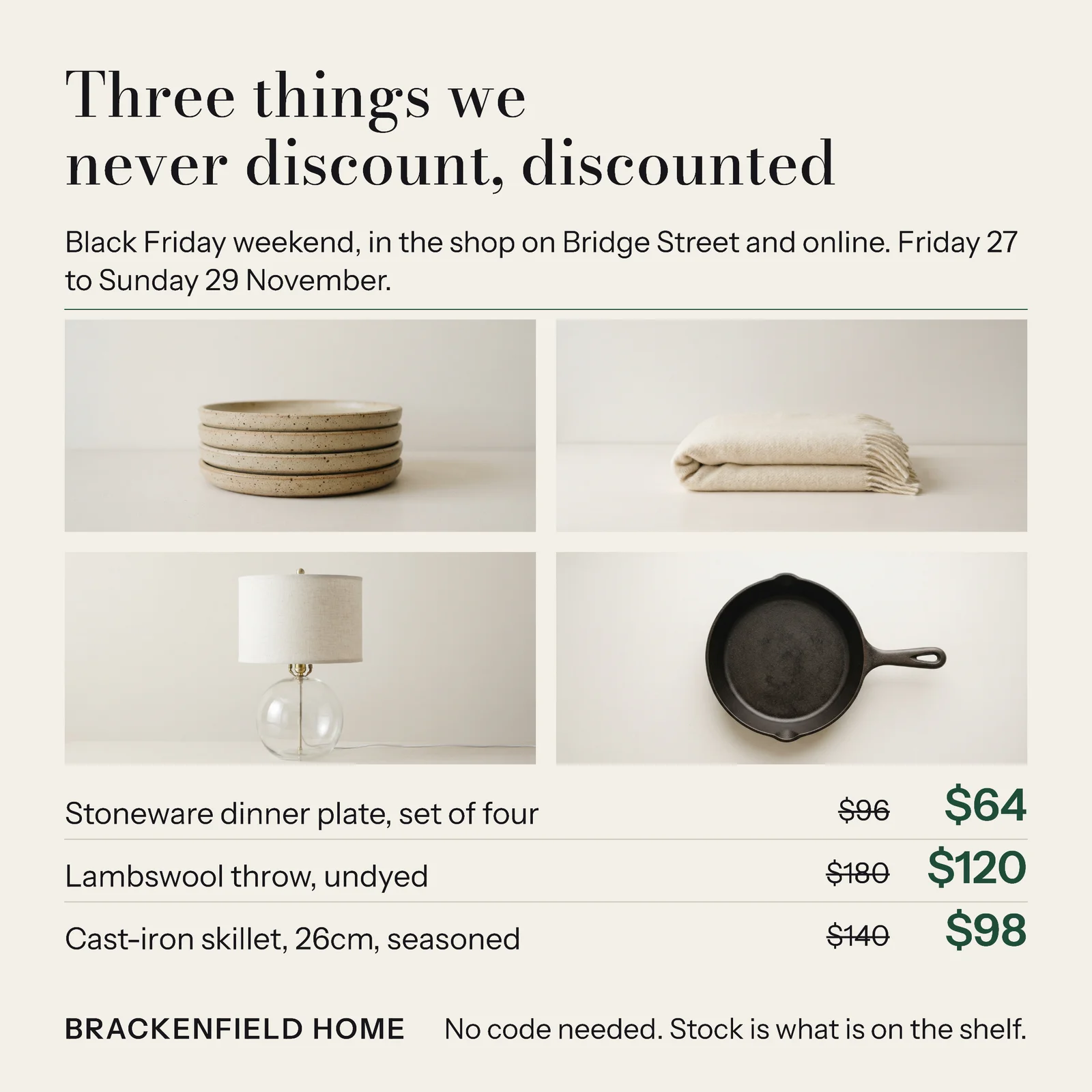 Bone Four Photo Grid Homeware Black Friday Instagram Ad — 1:1 Instagram ad template