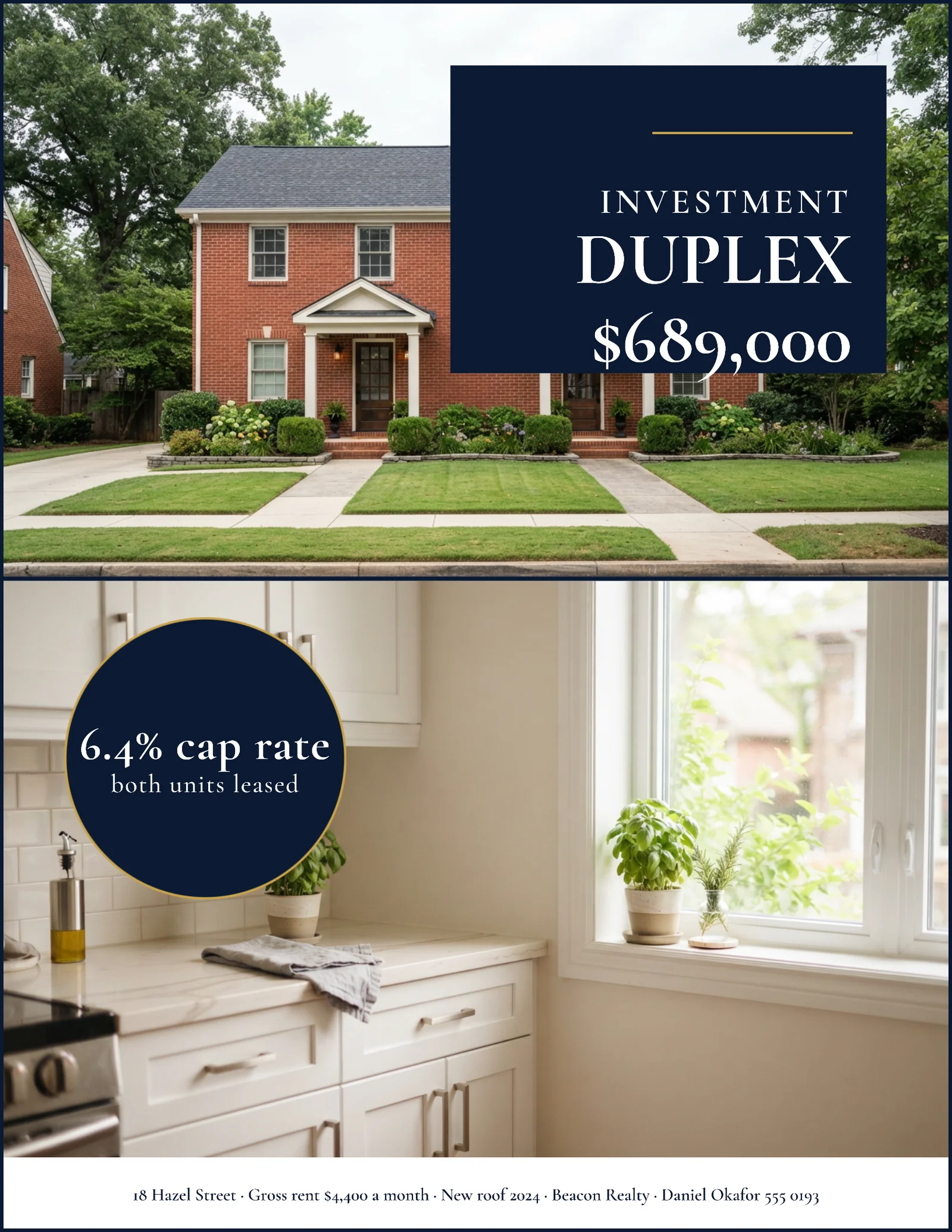 Two-Frame Investment Duplex Listing Flyer — Letter Flyer template
