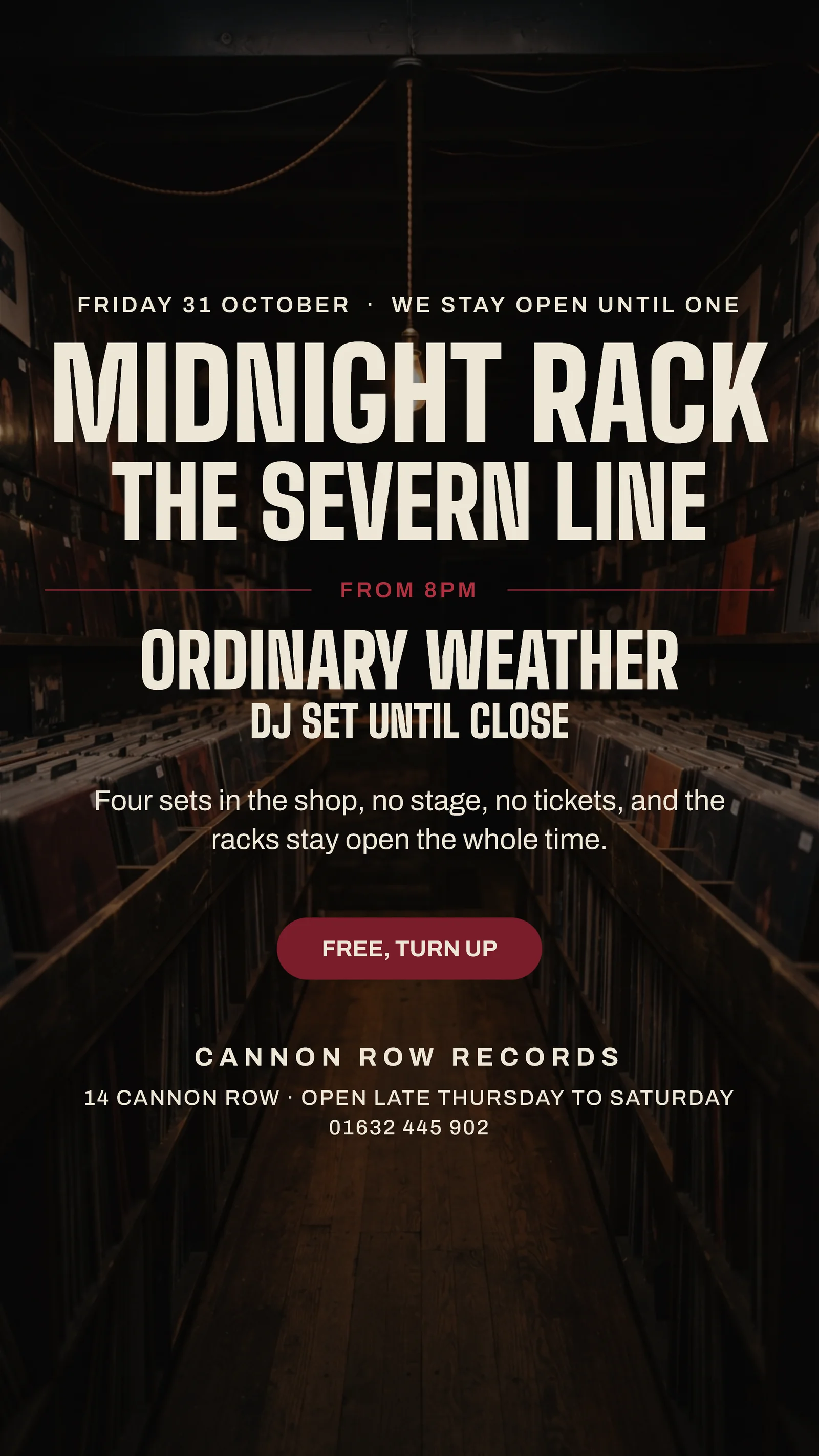 Oxblood Bill Stack Record Shop Late Opening Facebook Story — 9:16 Facebook story template