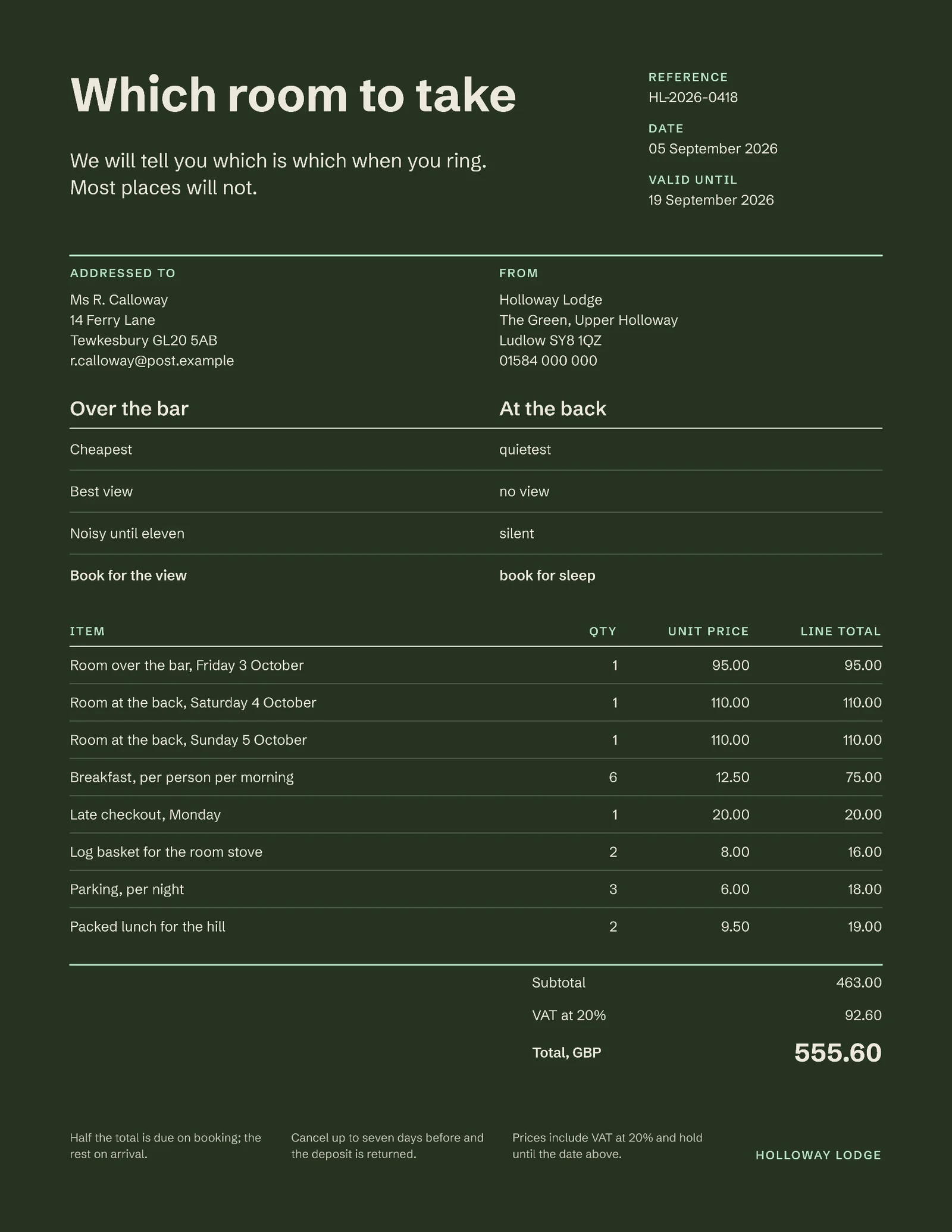 Which Room Proposal — 2-page Proposal template, page 1 of 2