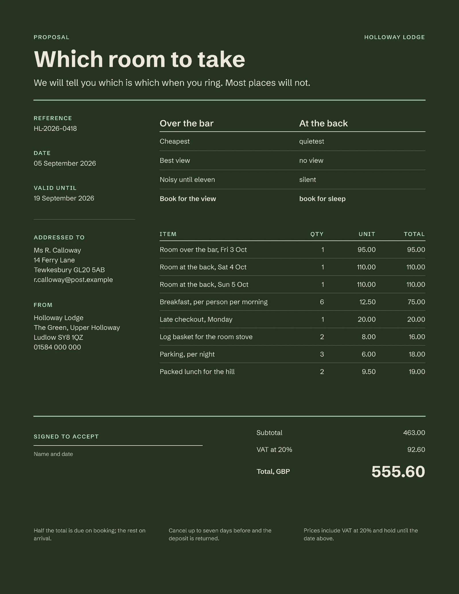 Which Room Proposal — 2-page Proposal template, page 2 of 2