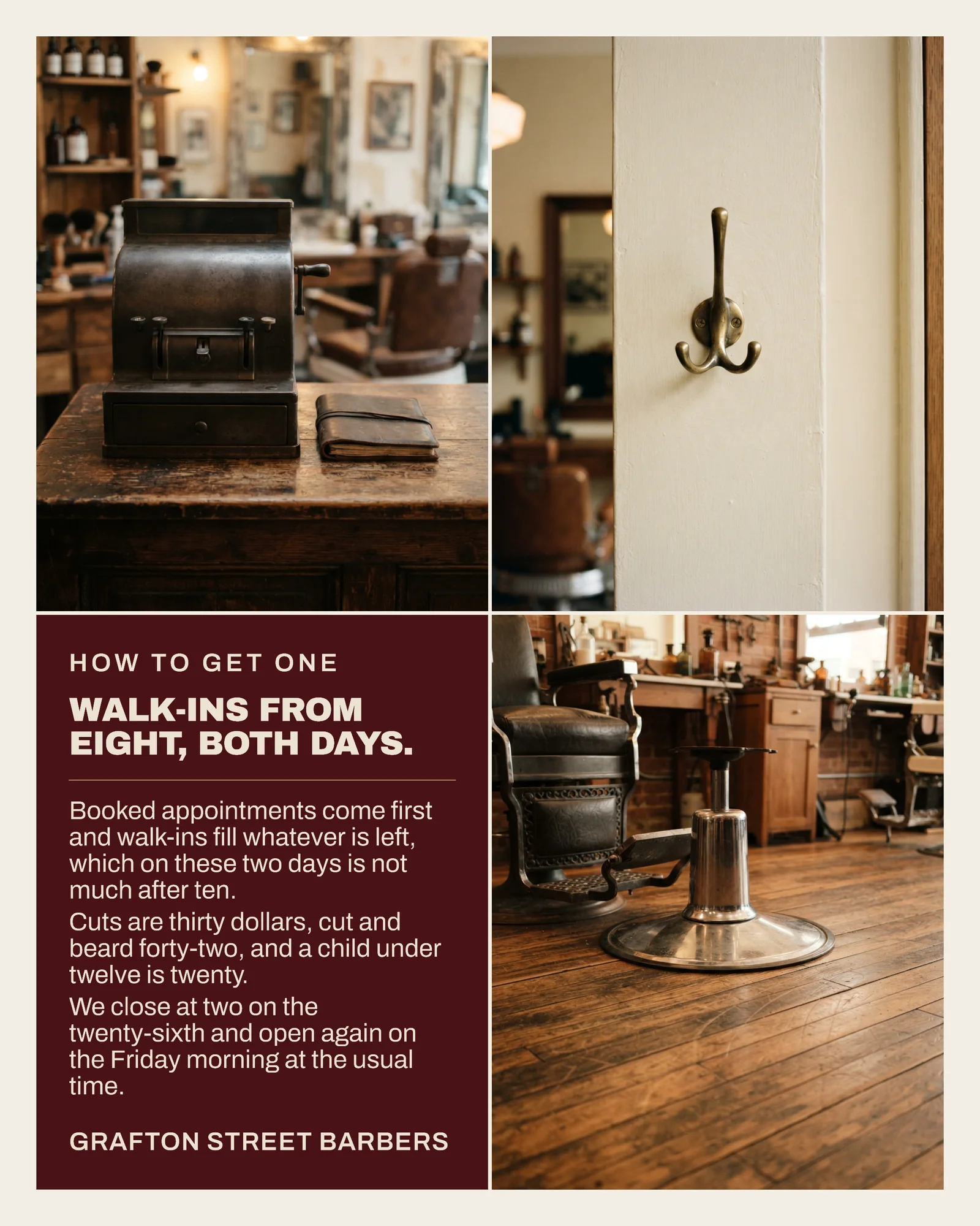 Oxblood Tile Grid Barbershop Thanksgiving Photo Week Instagram Carousel — 4-panel Instagram carousel carousel template, page 4 of 4