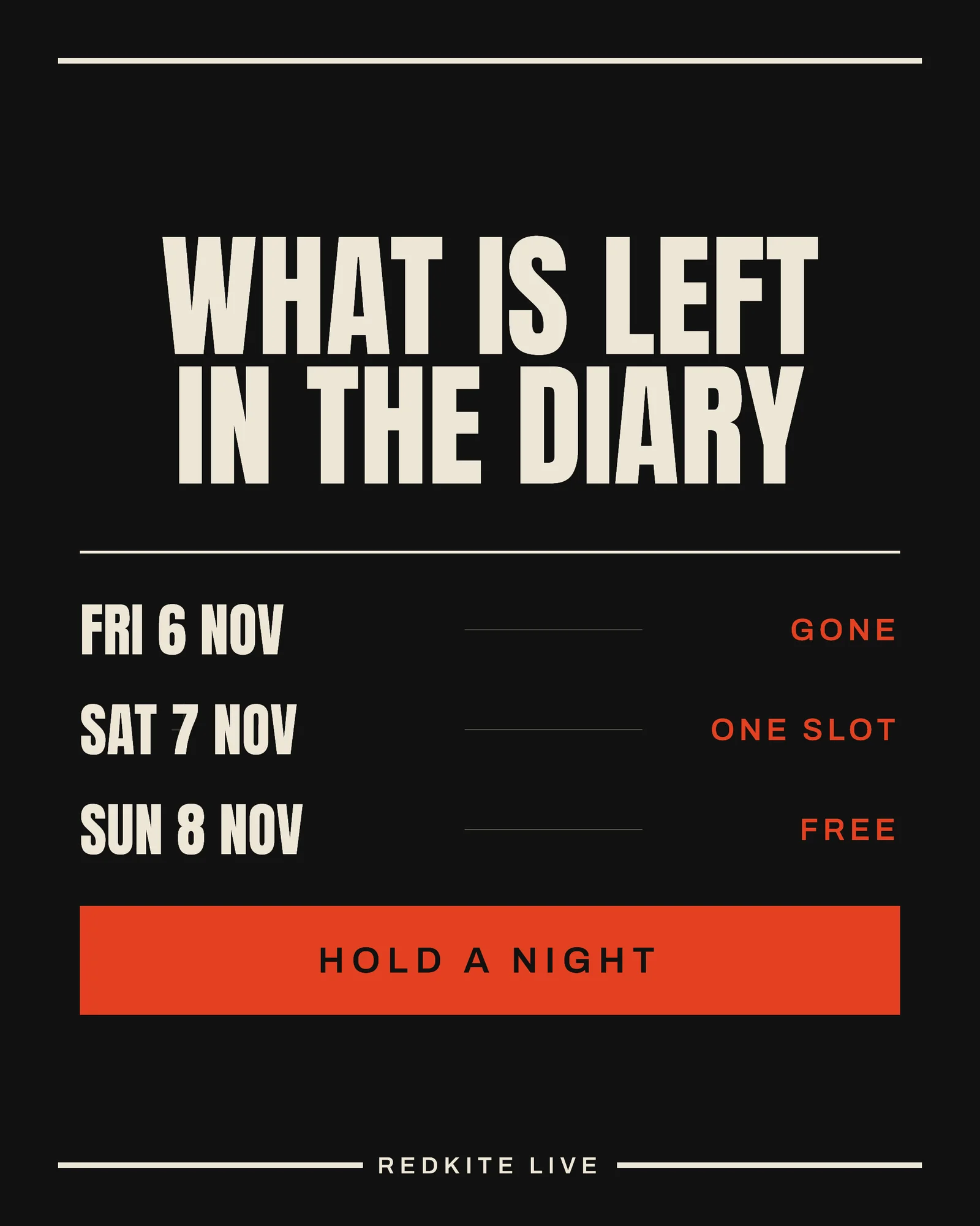 Vermilion Bill Poster Lineup Live Band Diwali Sets Instagram Carousel — 5-panel Instagram carousel carousel template, page 5 of 5
