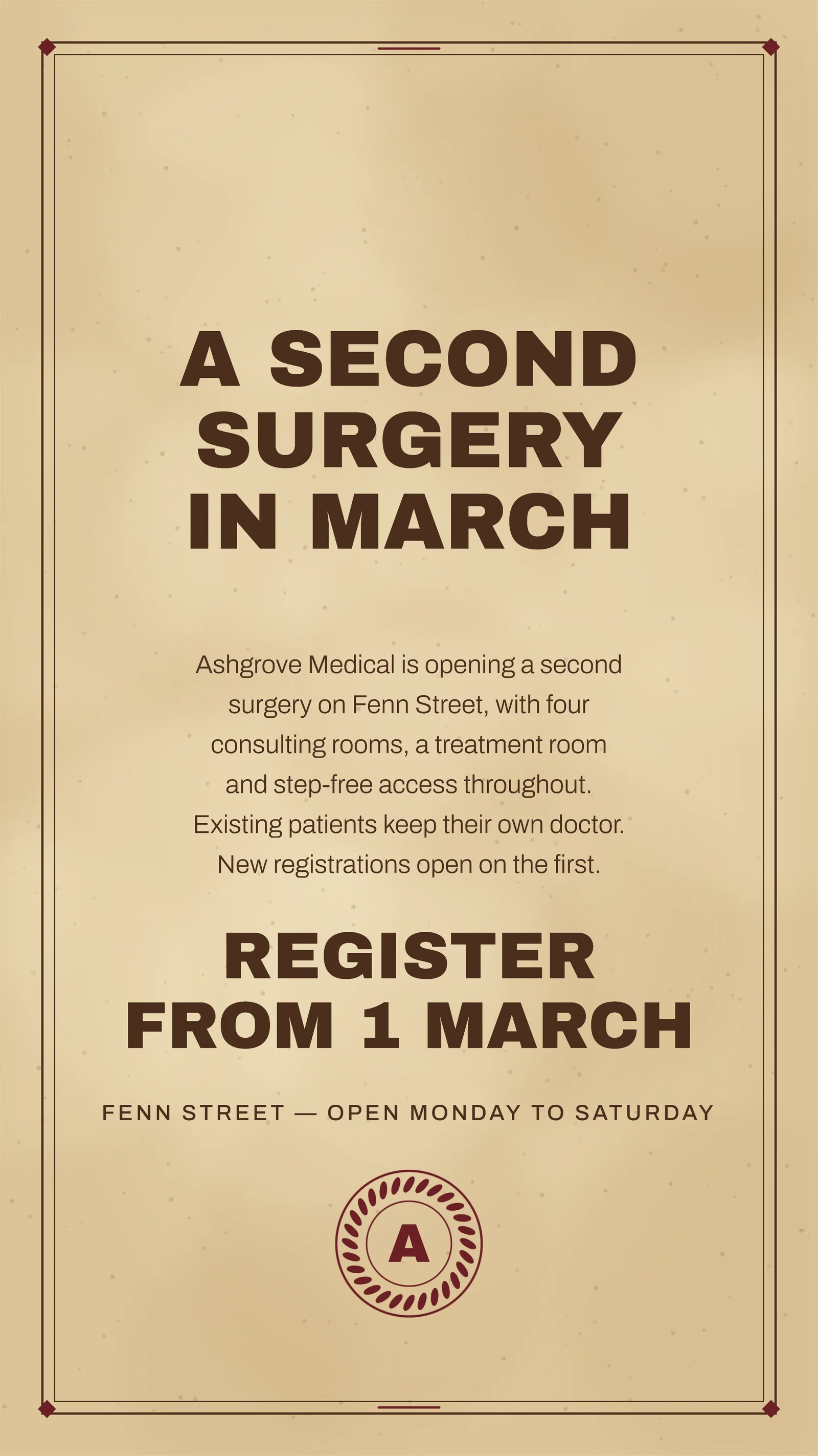 GP Surgery Opening Notice — 9:16 Instagram ad template