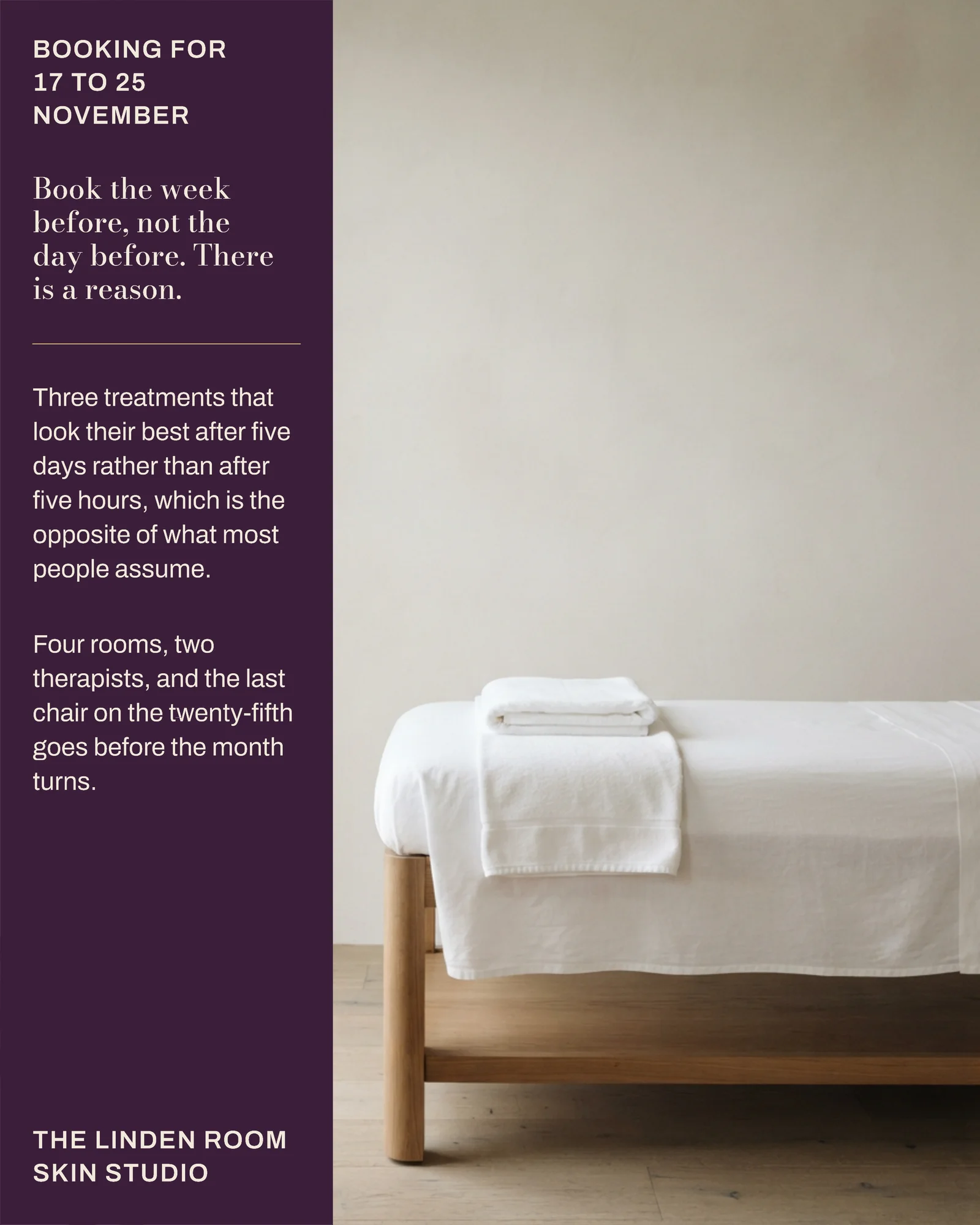 Plum Side Rail Skin Studio Thanksgiving Week Before Instagram Carousel — 5-panel Instagram carousel carousel template, page 1 of 5