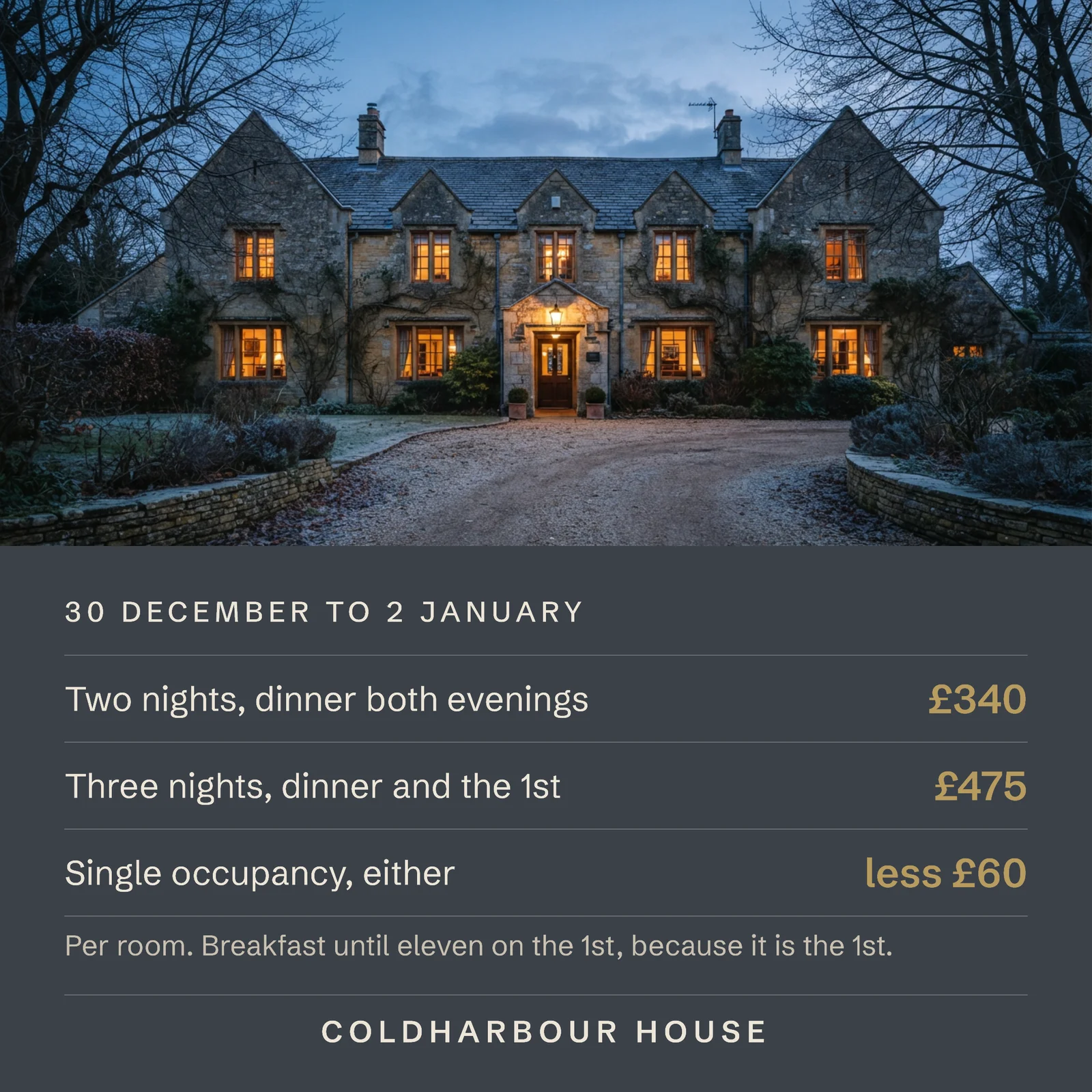 New Year Stay Tariff Hotel Facebook Ad — 1:1 Facebook ad template