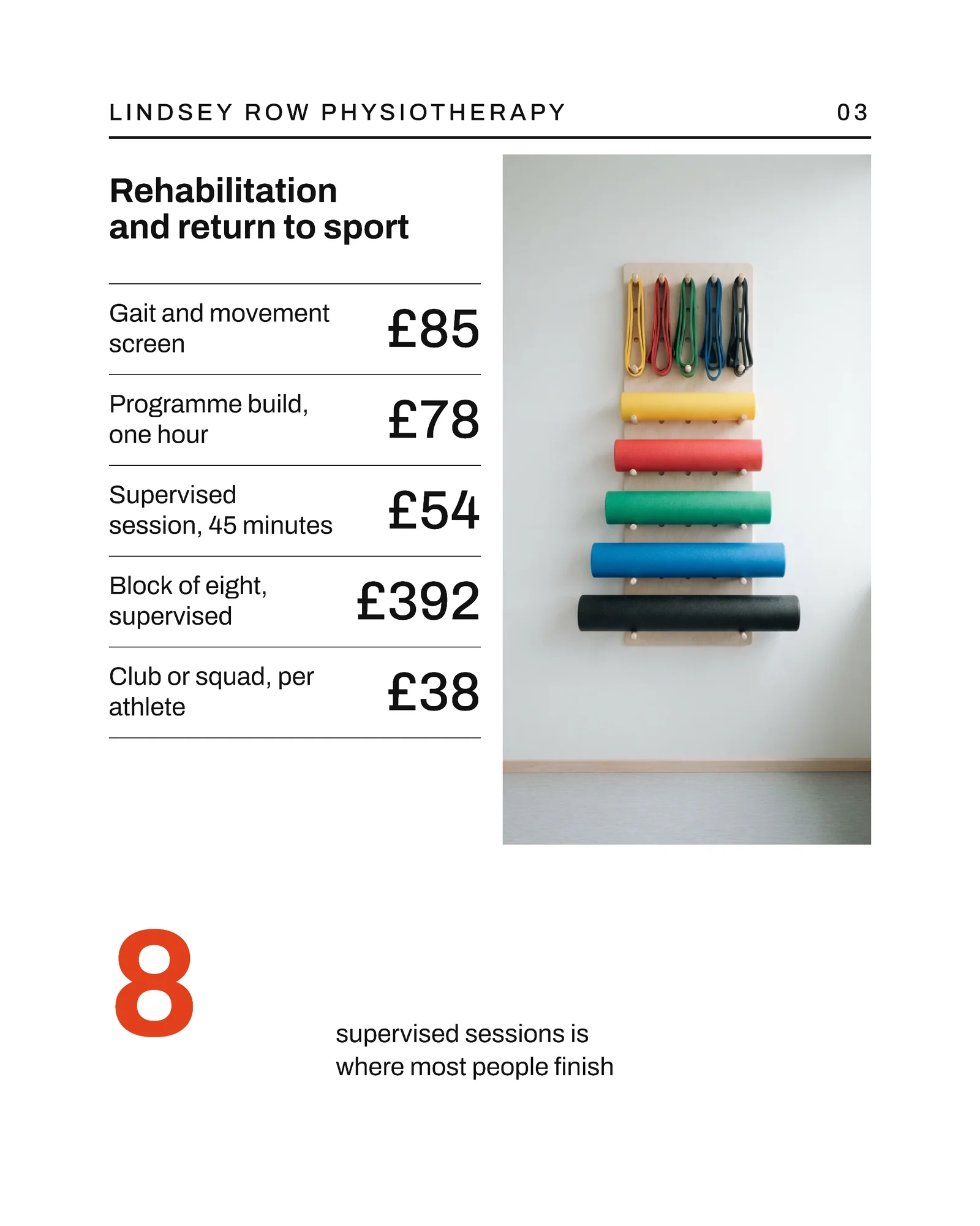 White Swiss Grid Physiotherapy Session Rate Carousel — 4-panel Facebook carousel carousel template, page 3 of 4