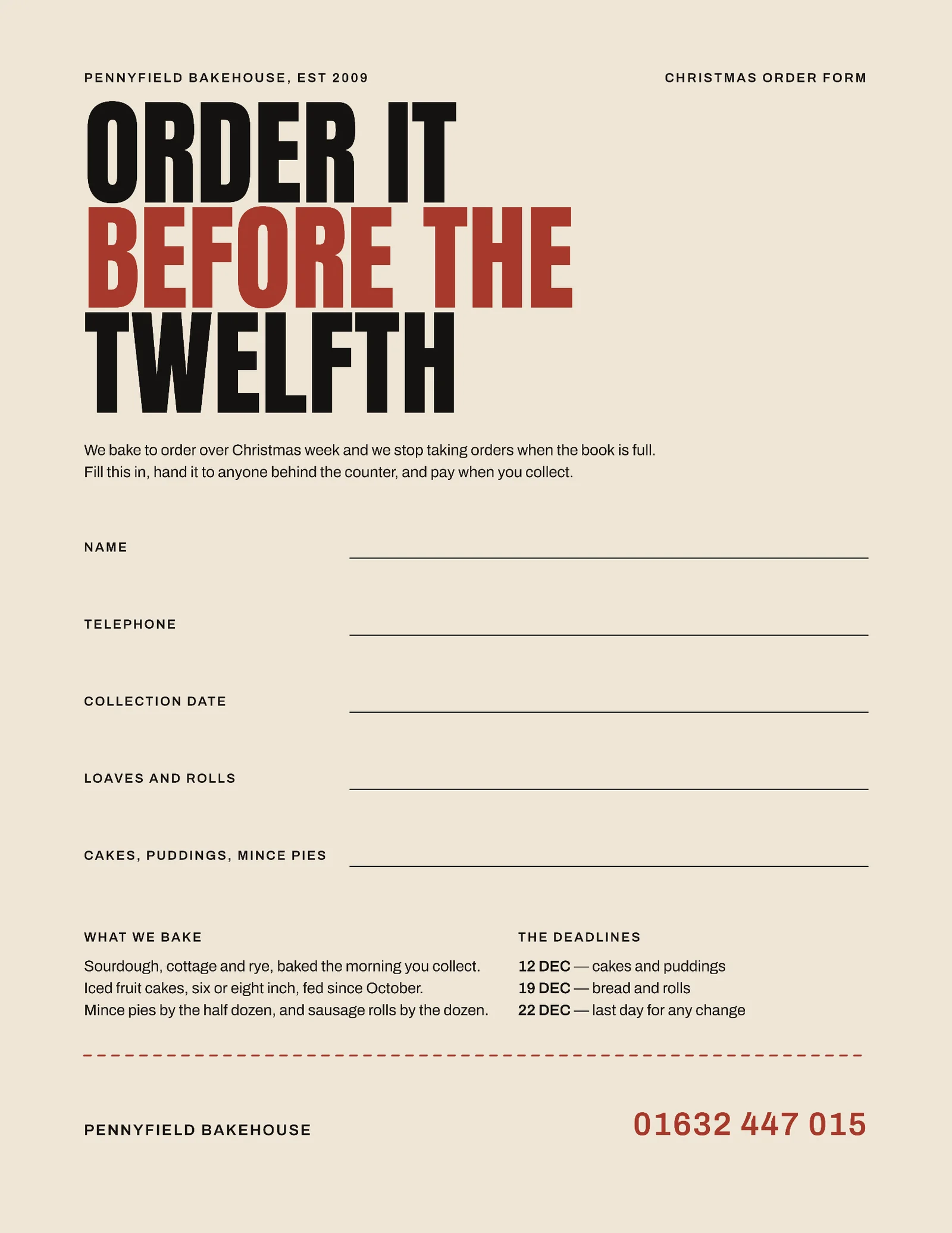 Brick Order Form Bakery Christmas Orders Flyer — Letter Flyer template