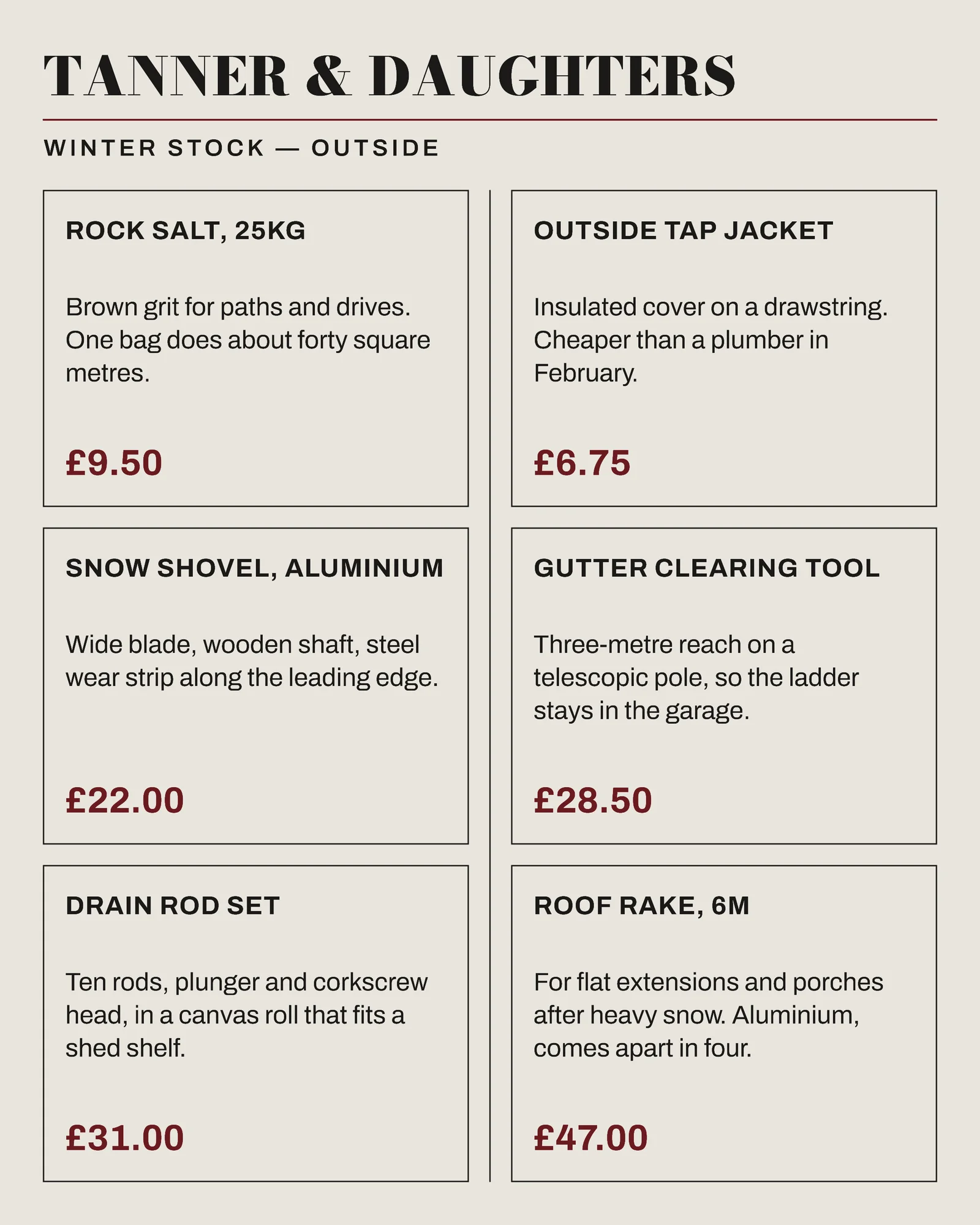 Newsprint Oxblood Small Ads Hardware Shop Winter Stock Facebook Carousel — 4-panel Facebook carousel carousel template, page 2 of 4