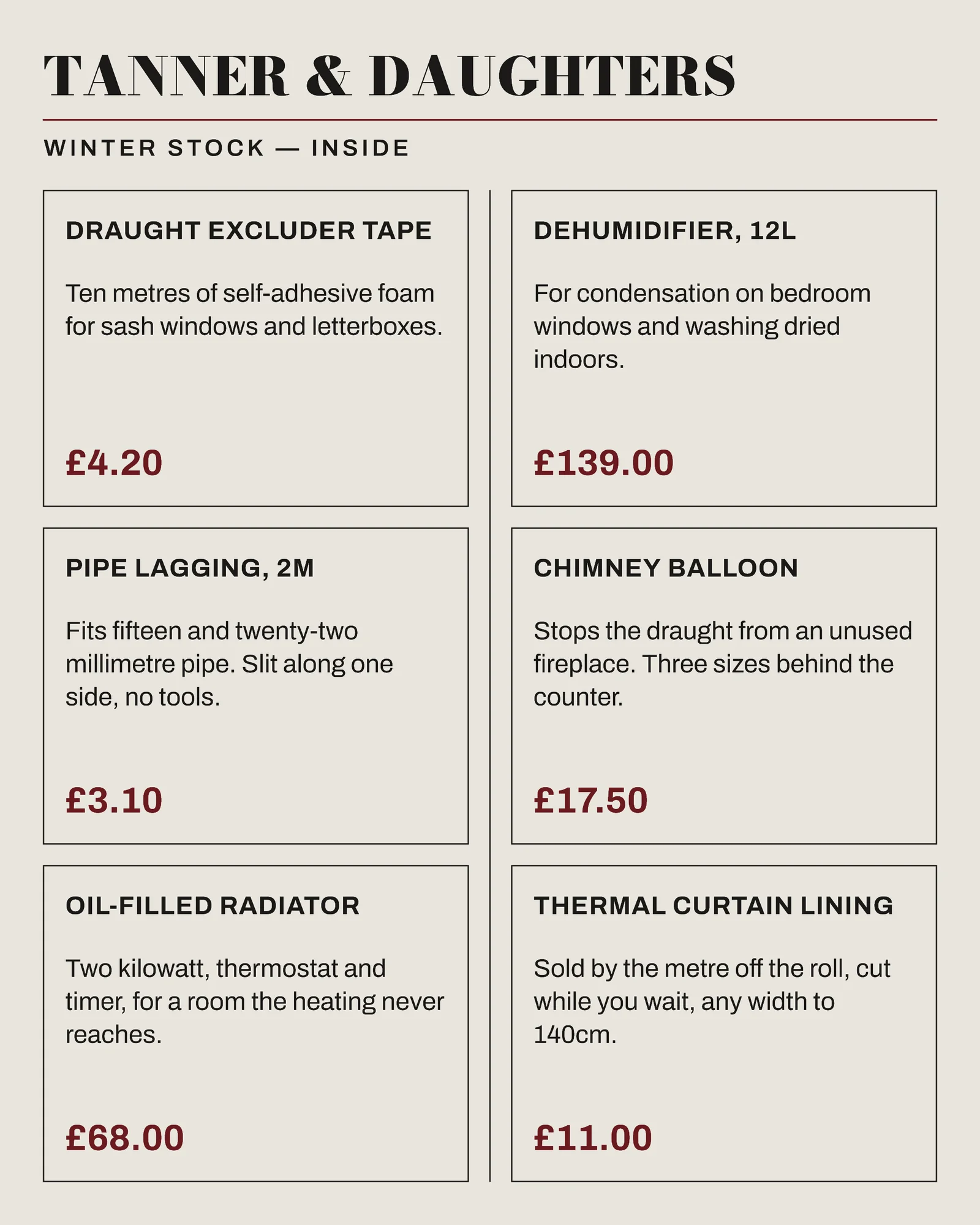 Newsprint Oxblood Small Ads Hardware Shop Winter Stock Facebook Carousel — 4-panel Facebook carousel carousel template, page 3 of 4