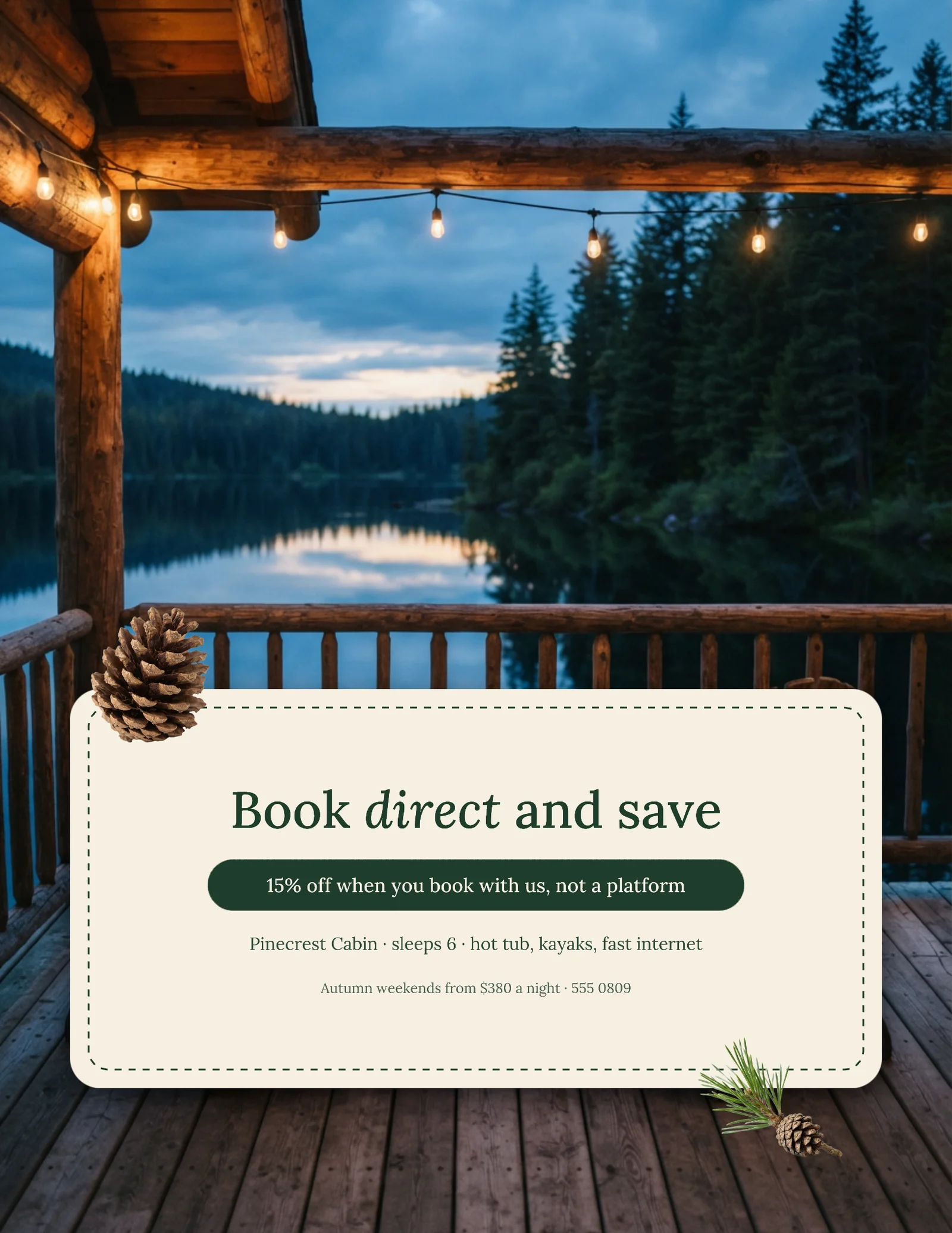 Photo Coupon Card Vacation Cabin Flyer — Letter Flyer template