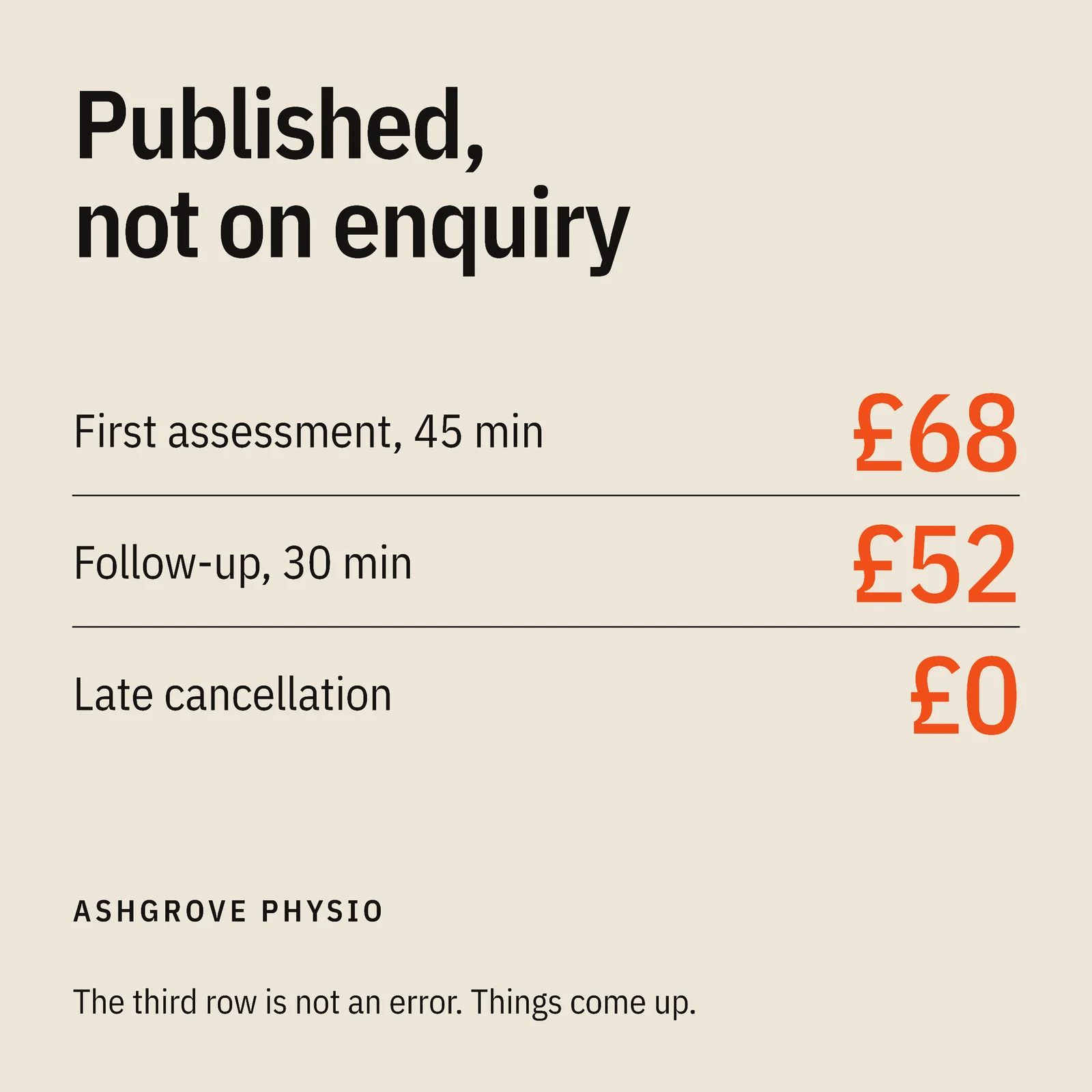 Physio Prices Facebook Ad — 1:1 Facebook ad template