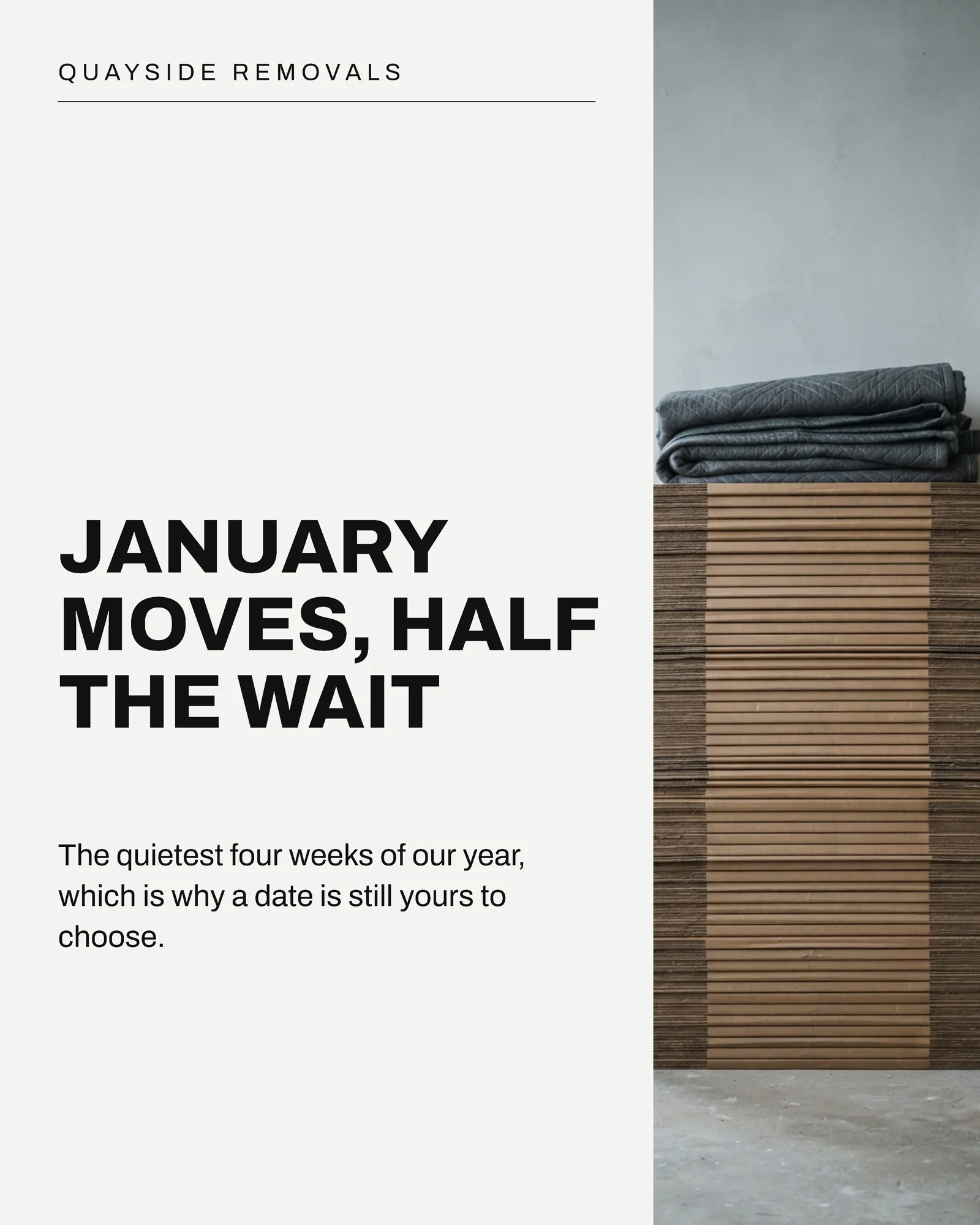 White Cobalt Scaled Blocks Removals January Move Instagram Carousel — 4-panel Instagram carousel carousel template, page 1 of 4