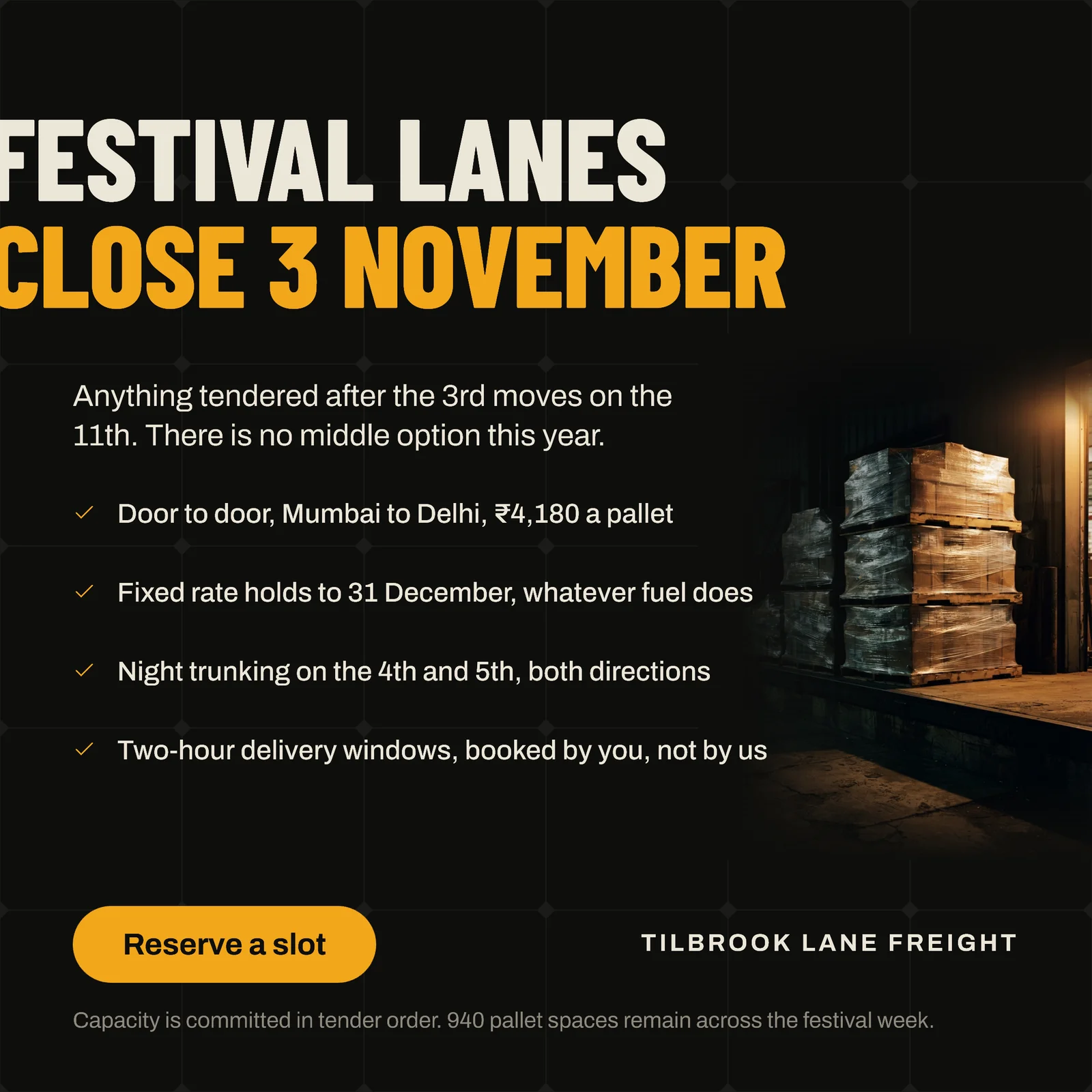 Near Black Amber Tick List Freight Diwali Cutoff LinkedIn Ad — 1:1 LinkedIn ad template