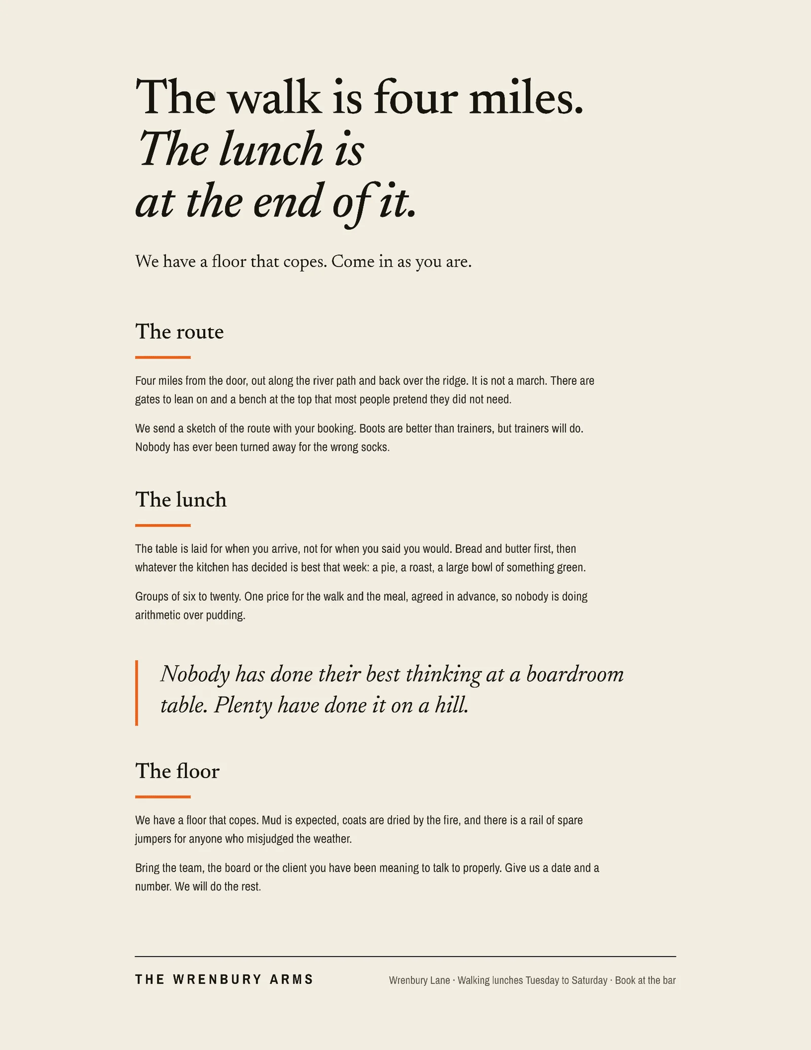 Walk Then Lunch Quote — 2-page Quote template, page 1 of 2