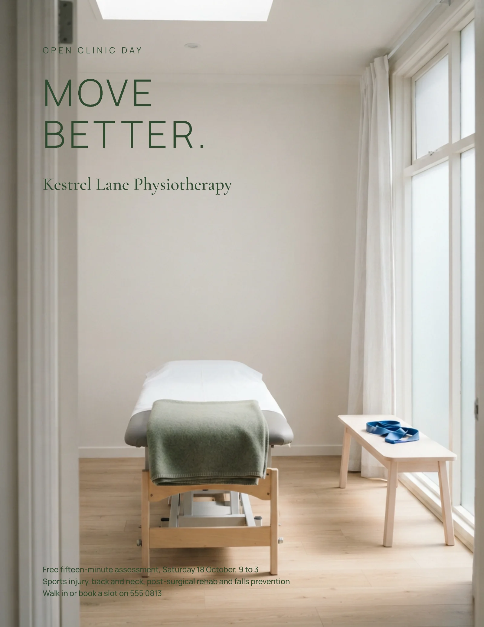 Sage Full Bleed Physiotherapy Clinic Flyer — Letter Flyer template