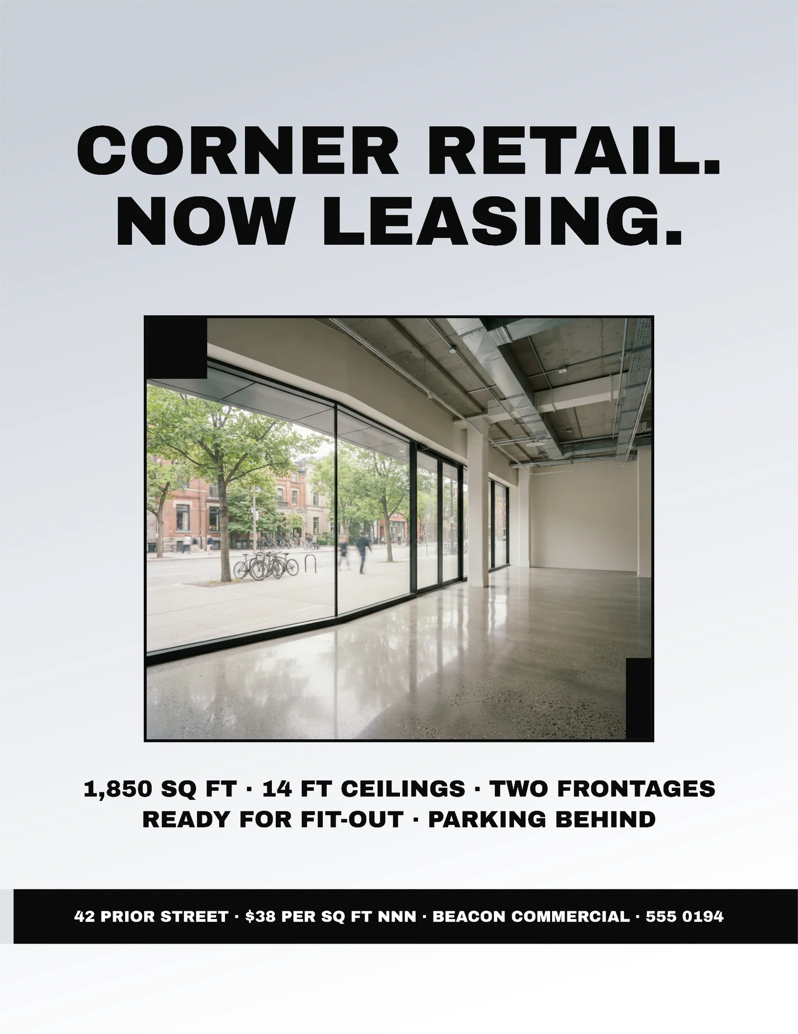 Framed Window Commercial Retail Lease Flyer — Letter Flyer template