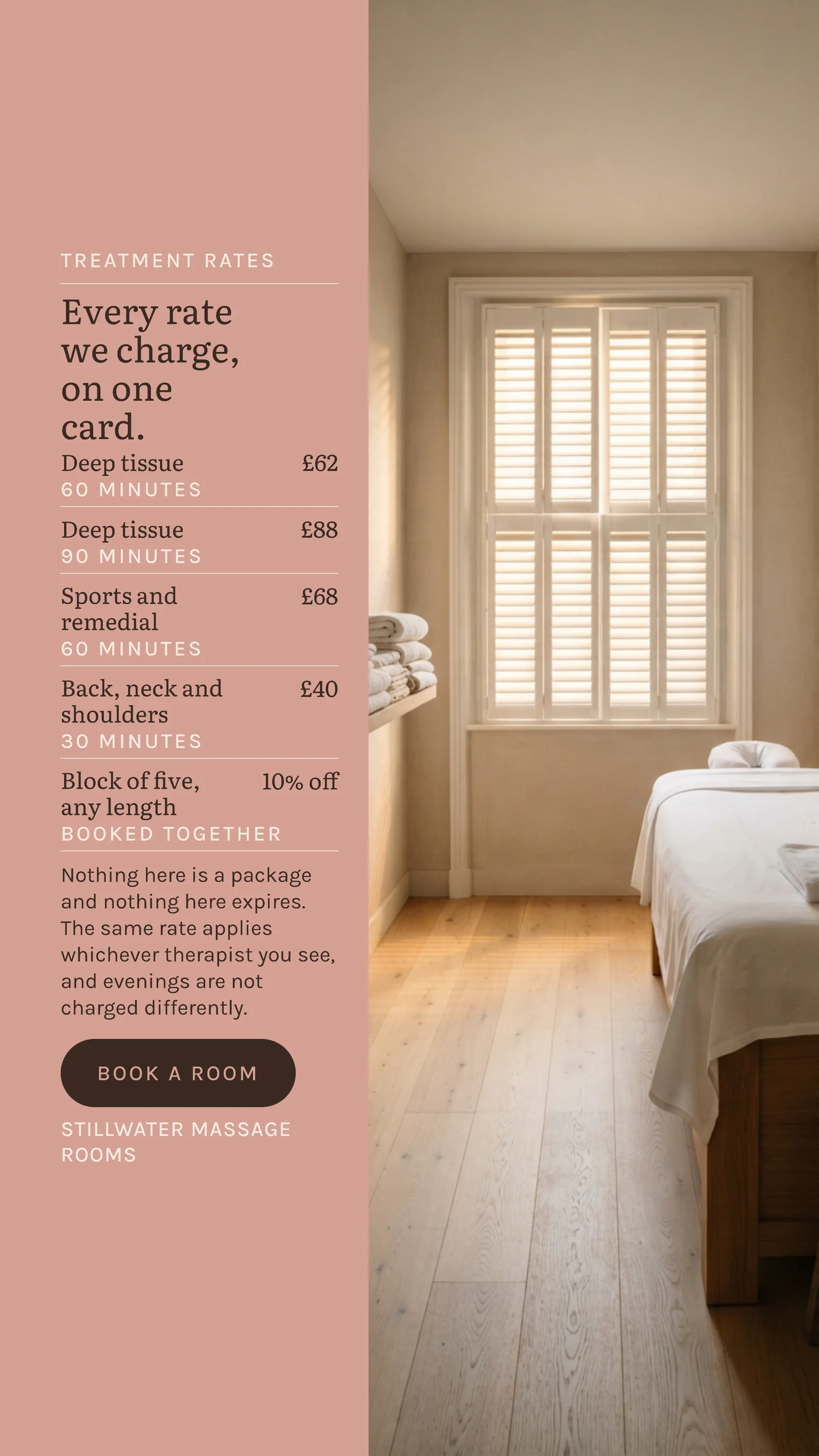 Clay Oat Vertical Split Massage Treatment Rate Instagram Story — 9:16 Instagram story template