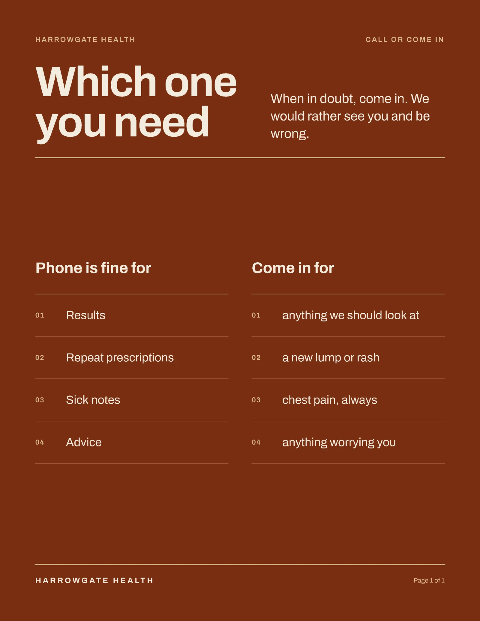Call Or Come In One Pager — 2-page One pager template, page 2 of 2