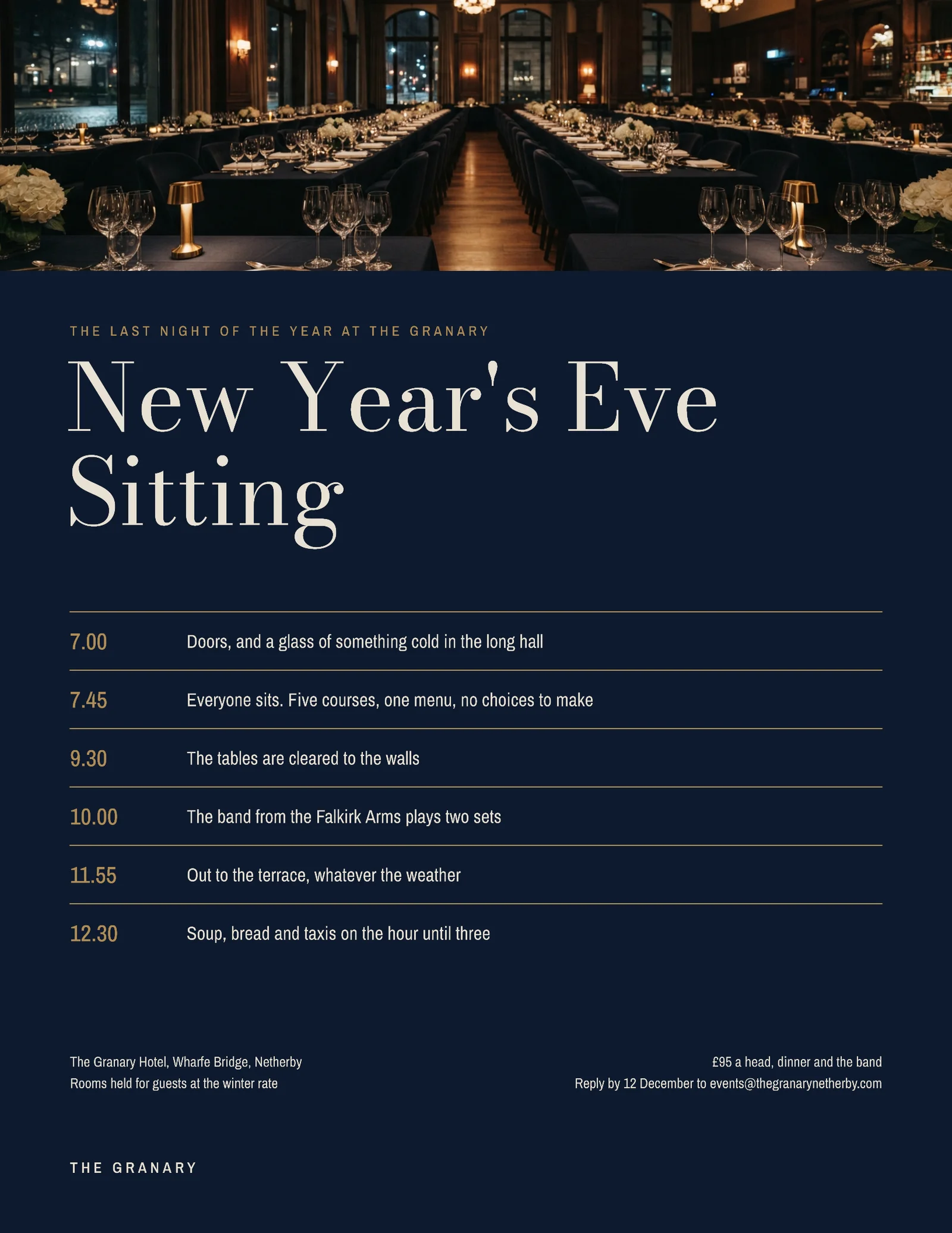 Midnight Running Order Hotel Party Invitation — Letter Invitation template
