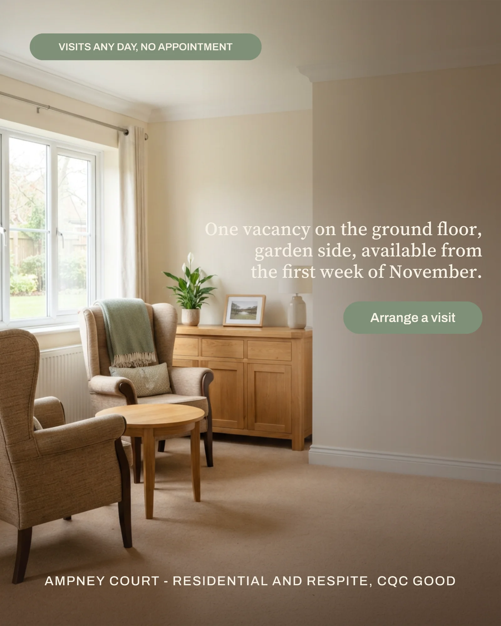 Care home lounge vacancy — 4:5 Instagram ad template