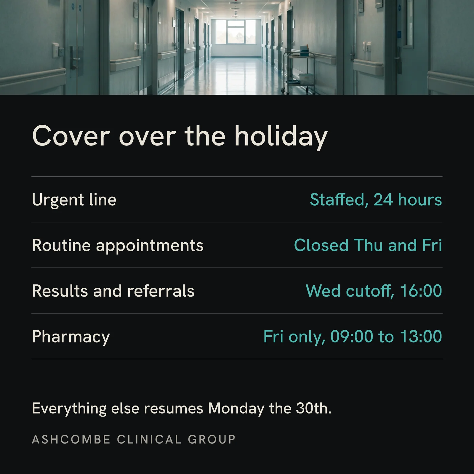Clinic Thanksgiving Cover LinkedIn Post — 1:1 LinkedIn post template