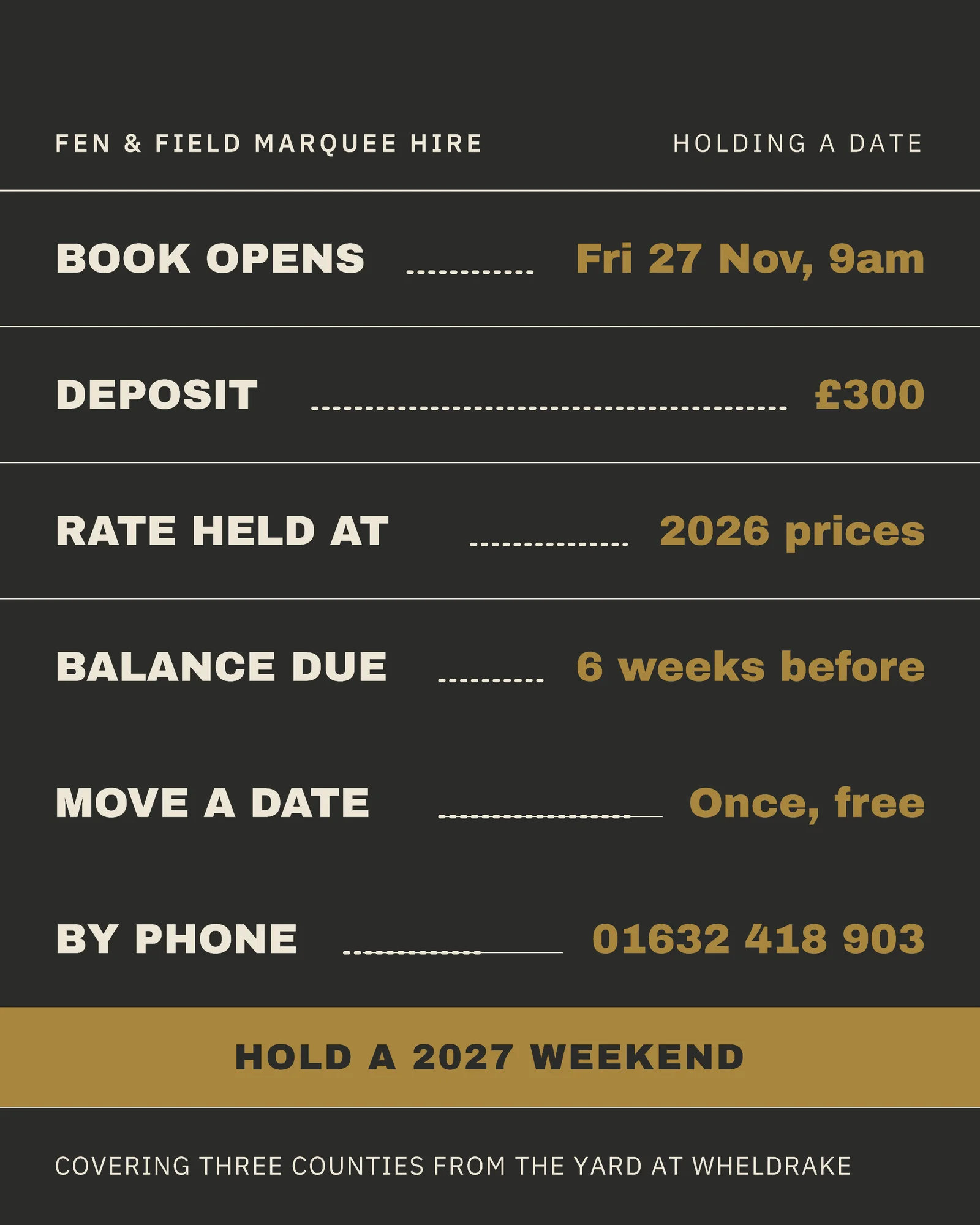 Charcoal Brass Availability Board Marquee Hire Black Friday Facebook Carousel — 4-panel Facebook carousel carousel template, page 4 of 4