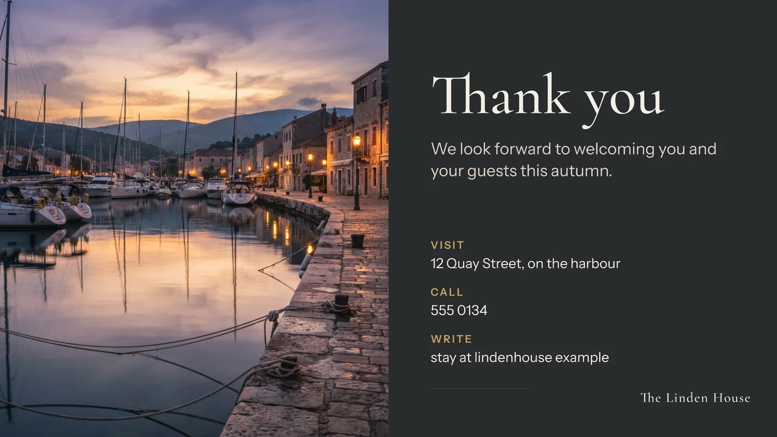 Photo Split Thank You Slide — 16:9 Slide template