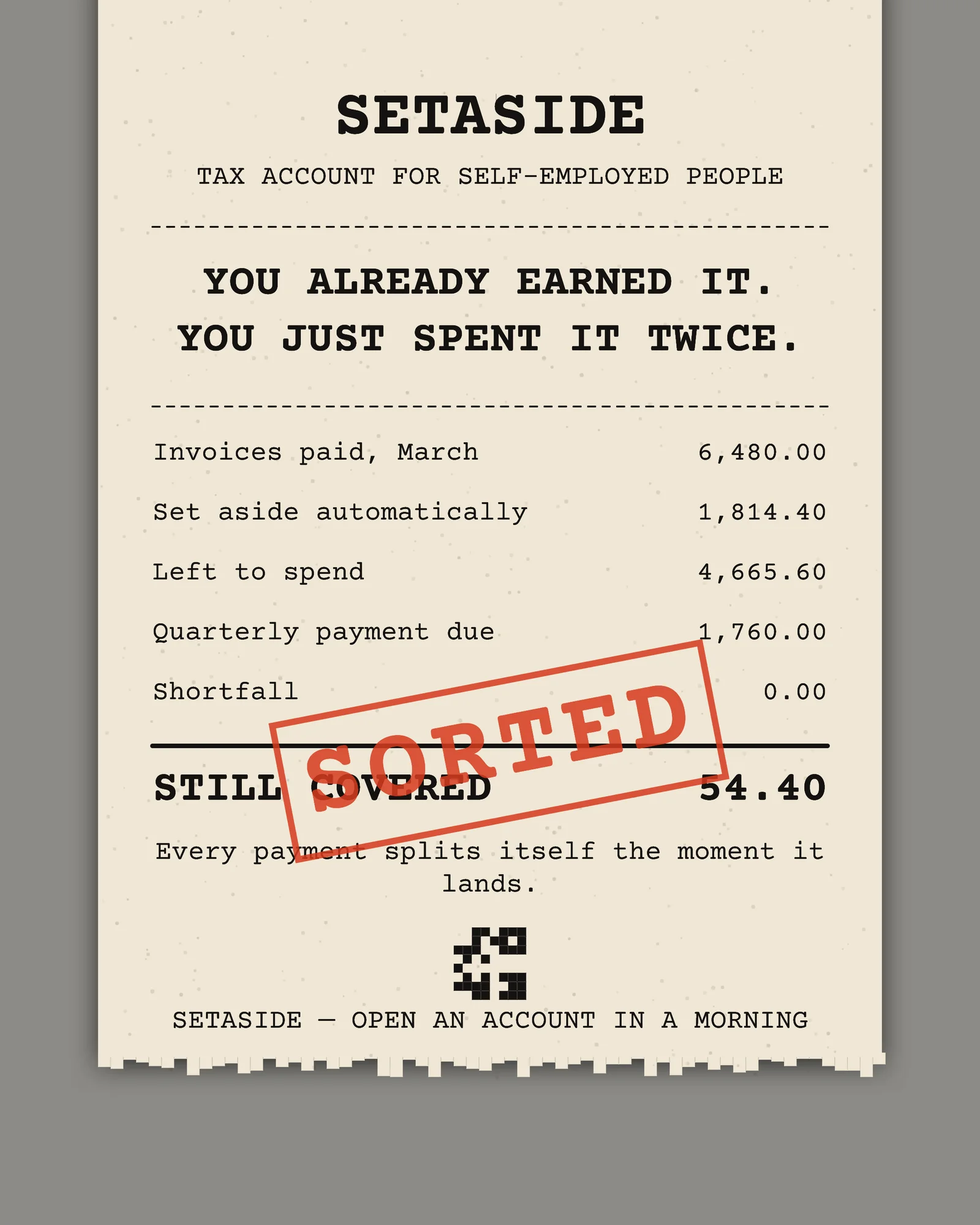 Thermal Receipt Freelance Tax Set Aside Instagram Ad — 4:5 Instagram ad template