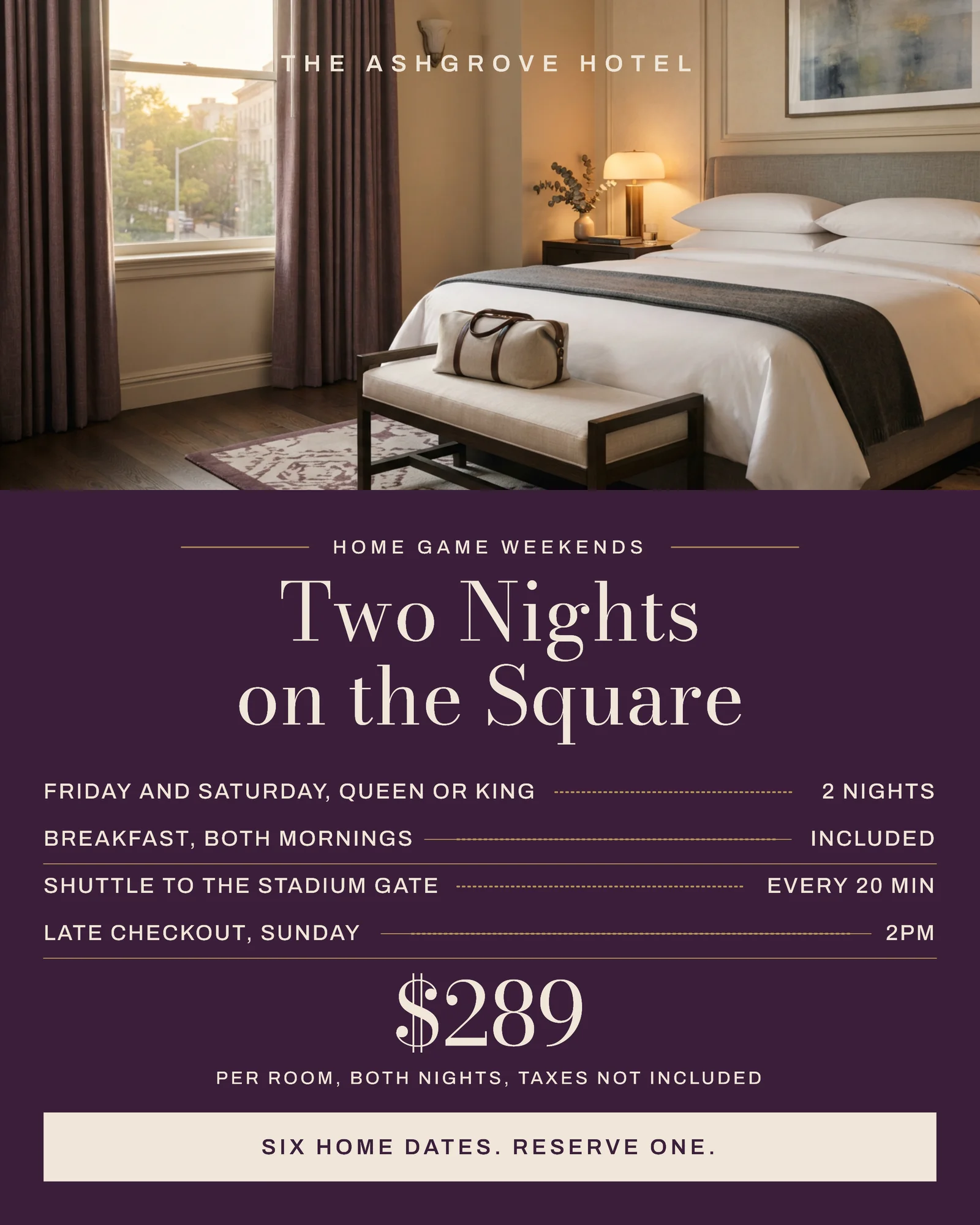 Plum Tariff Card Game Weekend Hotel Package Facebook Ad — 4:5 Facebook ad template