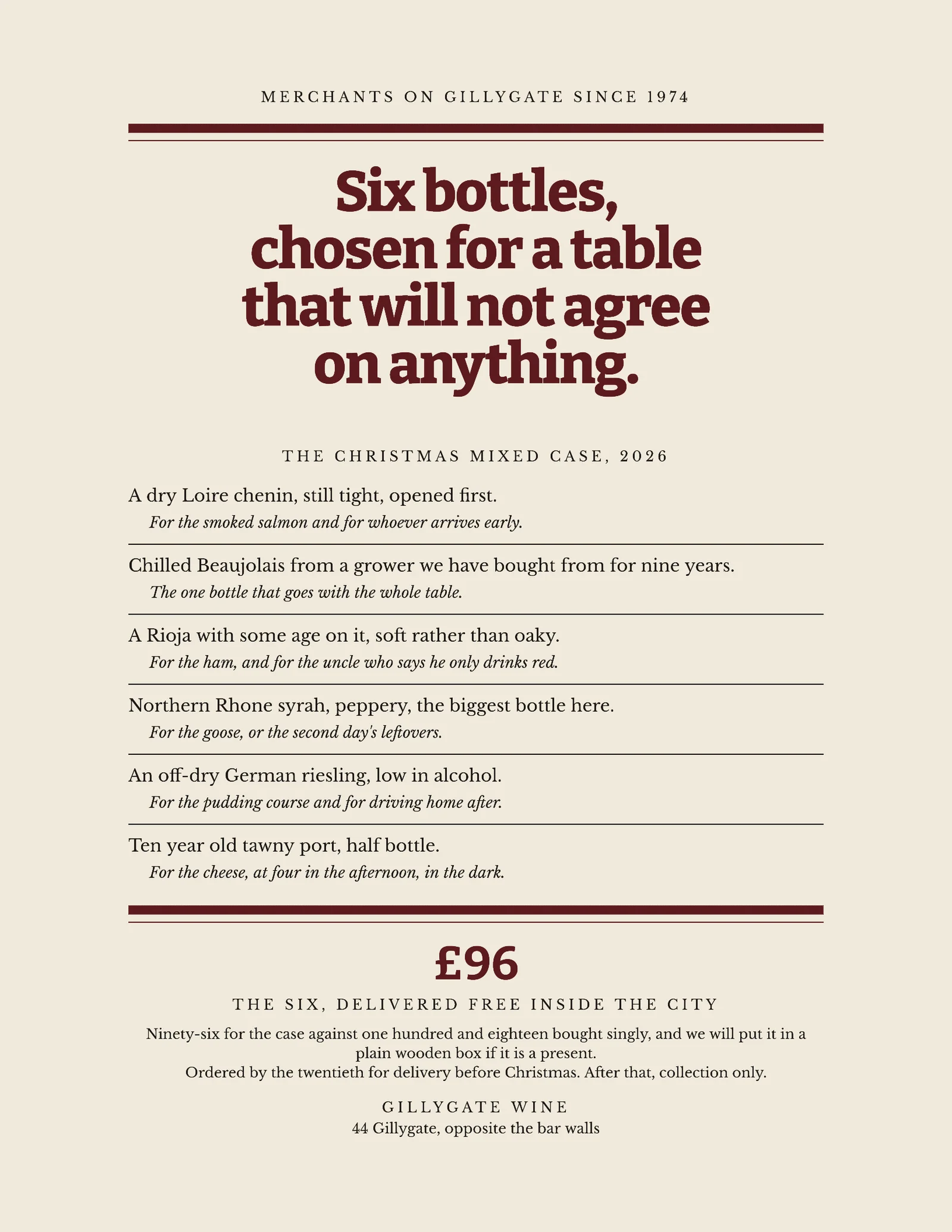 Oxblood Letterpress Christmas Wine Case Flyer — Letter Flyer template