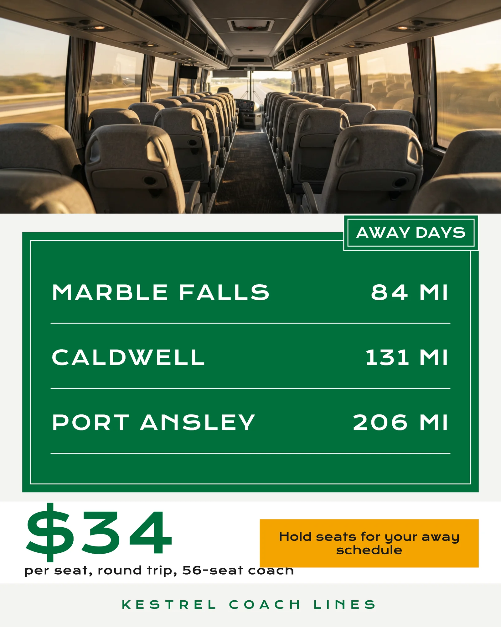 Signal Green Highway Guide Away Game Coach Travel Facebook Ad — 4:5 Facebook ad template
