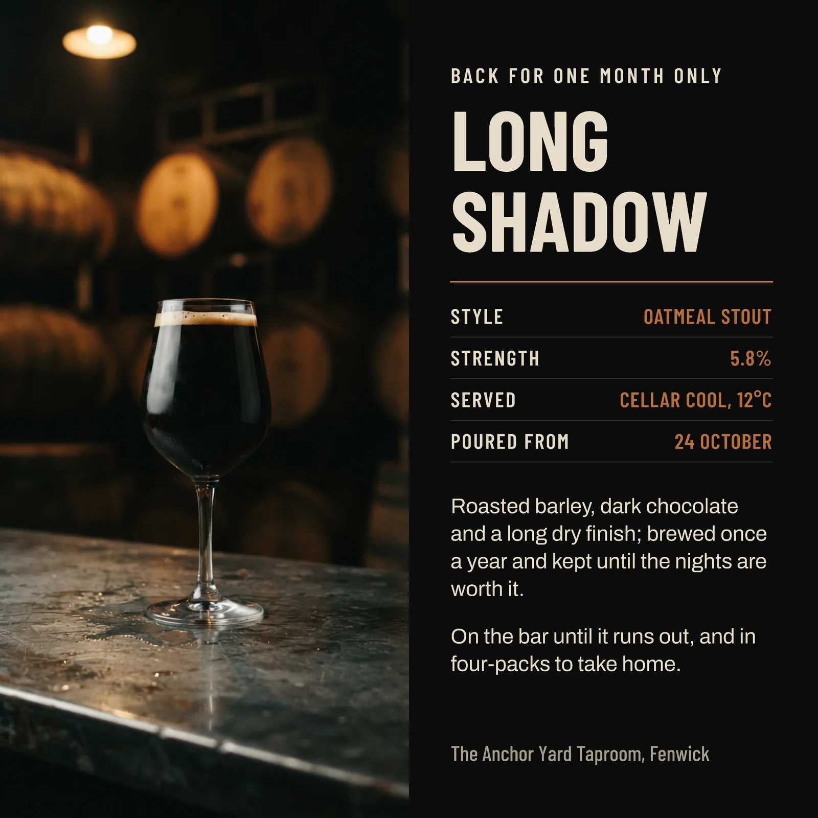 Brewery Spec Panel Dark Ale Release Instagram Ad — 1:1 Instagram ad template
