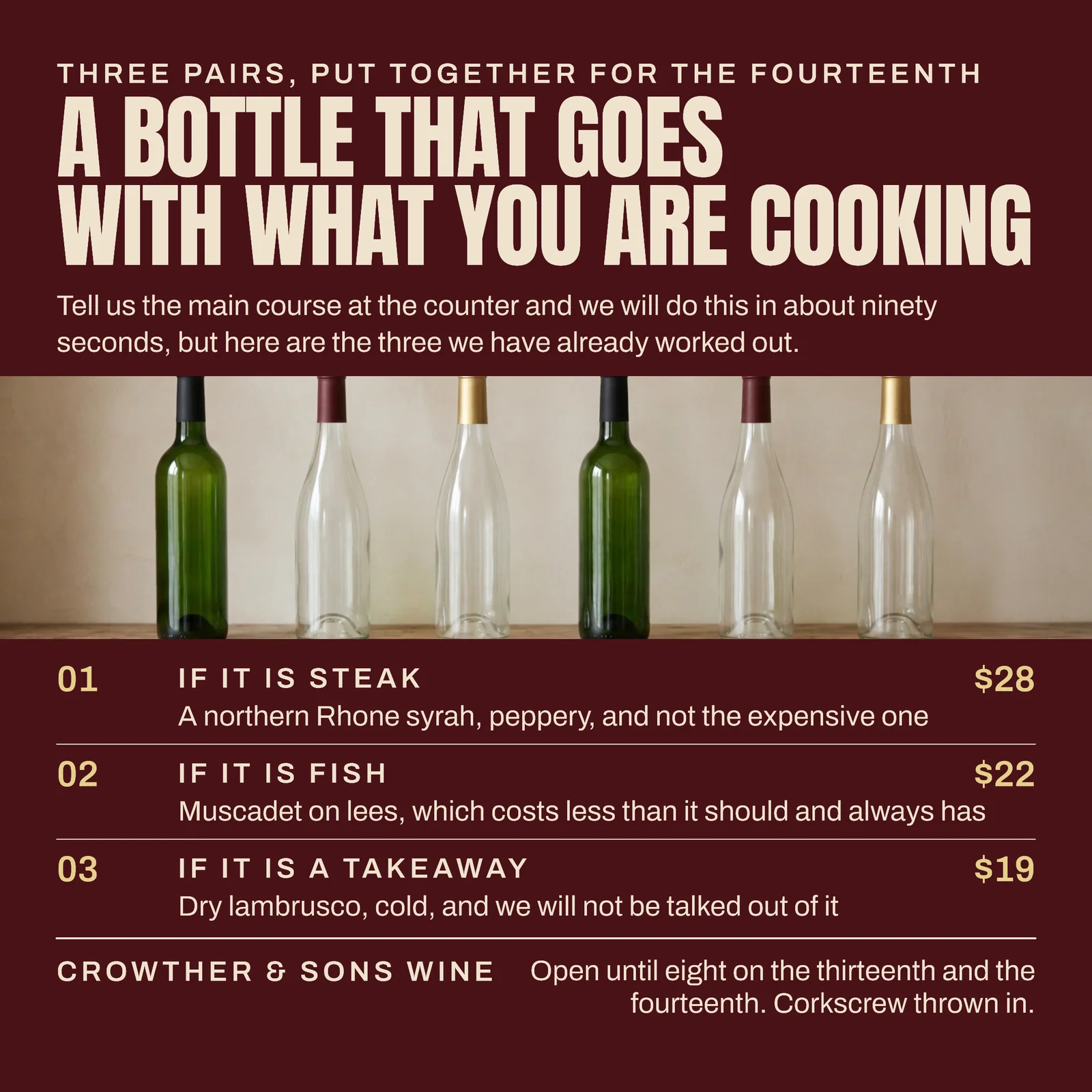 Oxblood Photo Band Wine Merchant Valentines Pairings Instagram Ad — 1:1 Instagram ad template