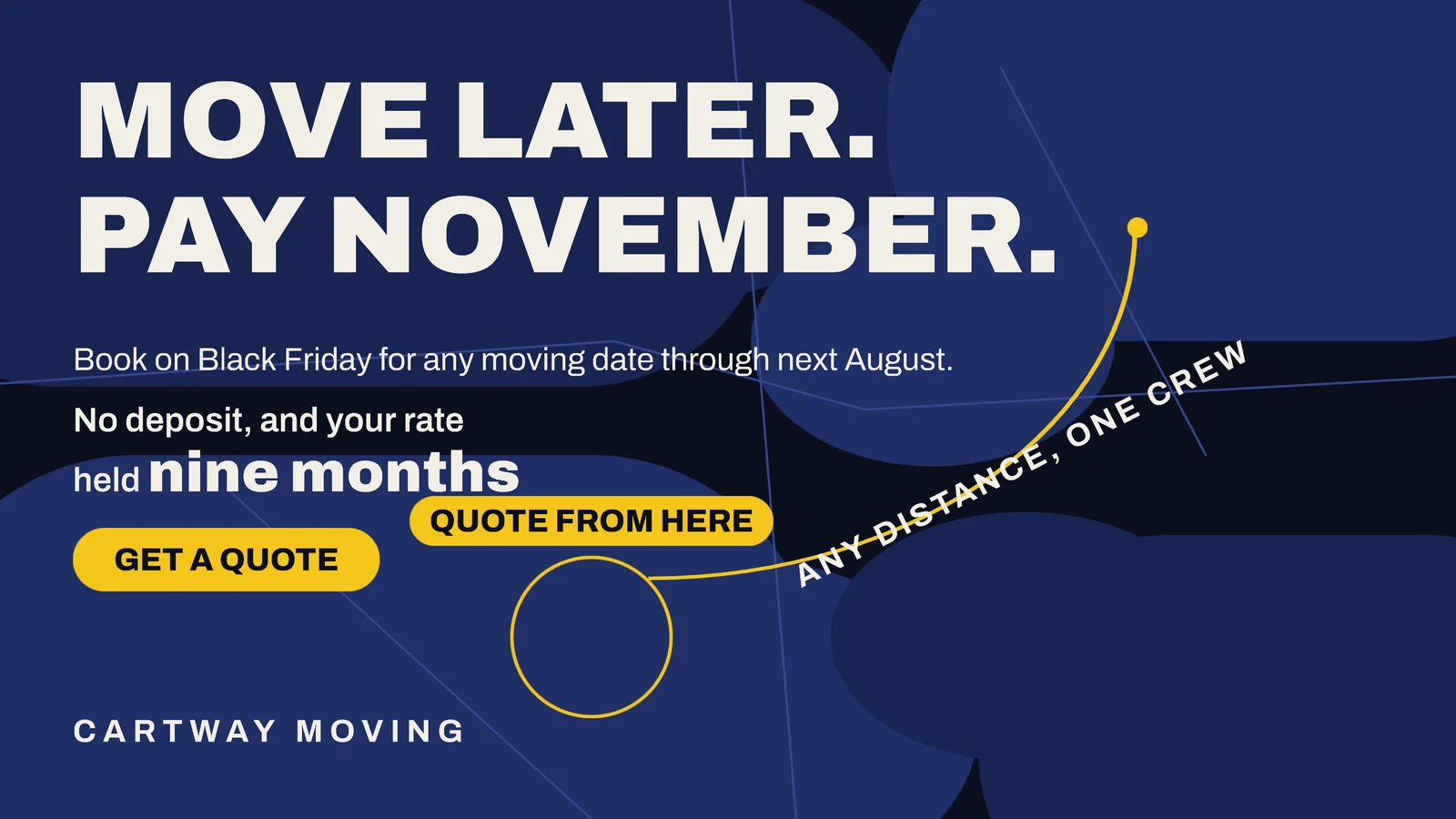 Navy Chalk Route Map Moving Company Black Friday YouTube Ad — 16:9 YouTube ad template
